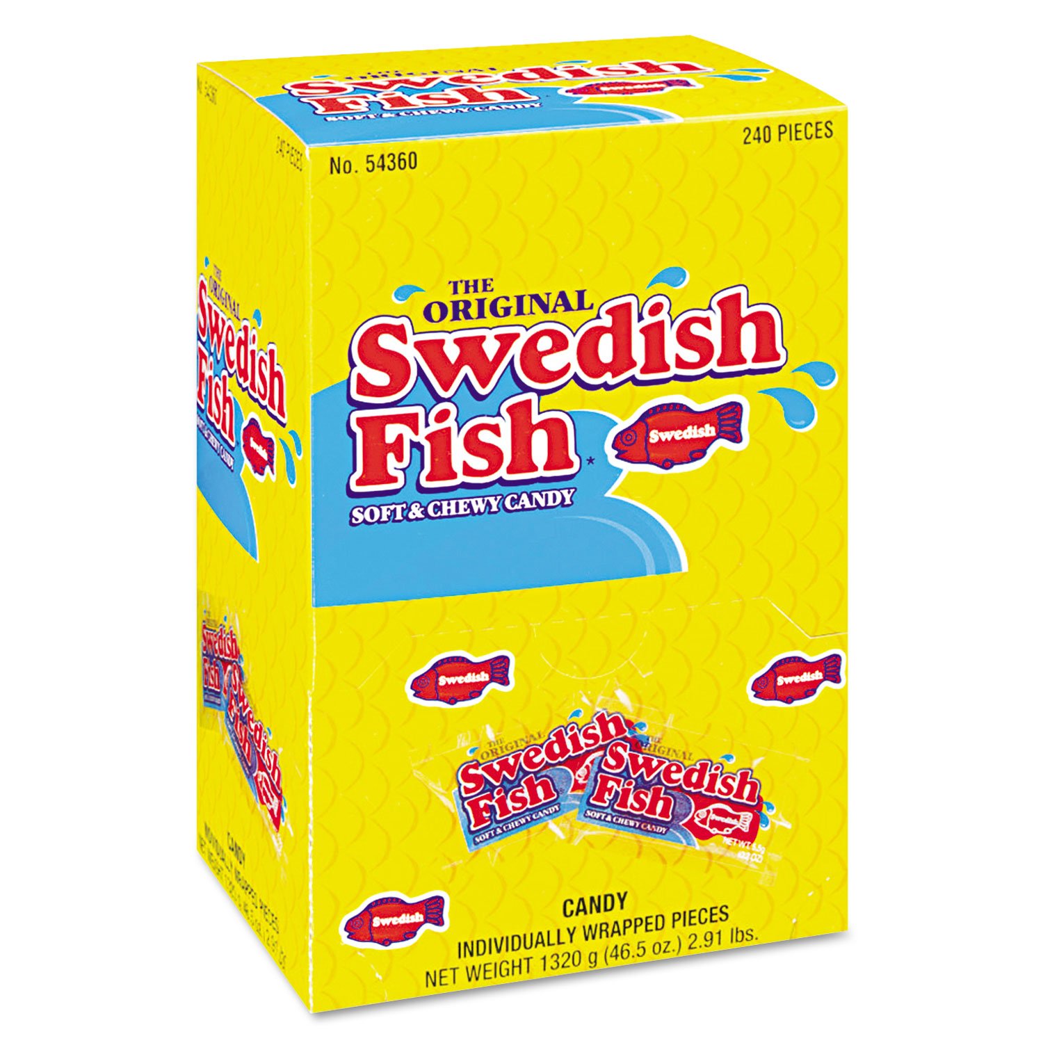 Swedish Fish 240-Piece Grab-and-Go Candy Snacks Box - Bulk Gummy Candy for Office Reception, Parties, Movie Nights & Road Trips - 43146