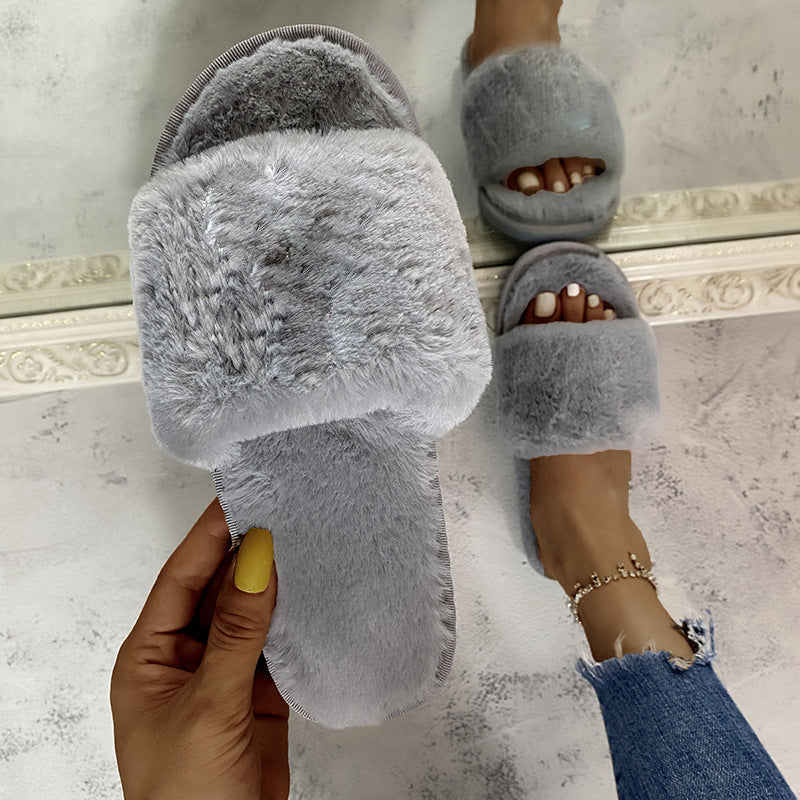 Women's Soft Open-Toe Plush Slippers - Cozy House Shoes for Relaxing at Home, Spa Days & Lounging