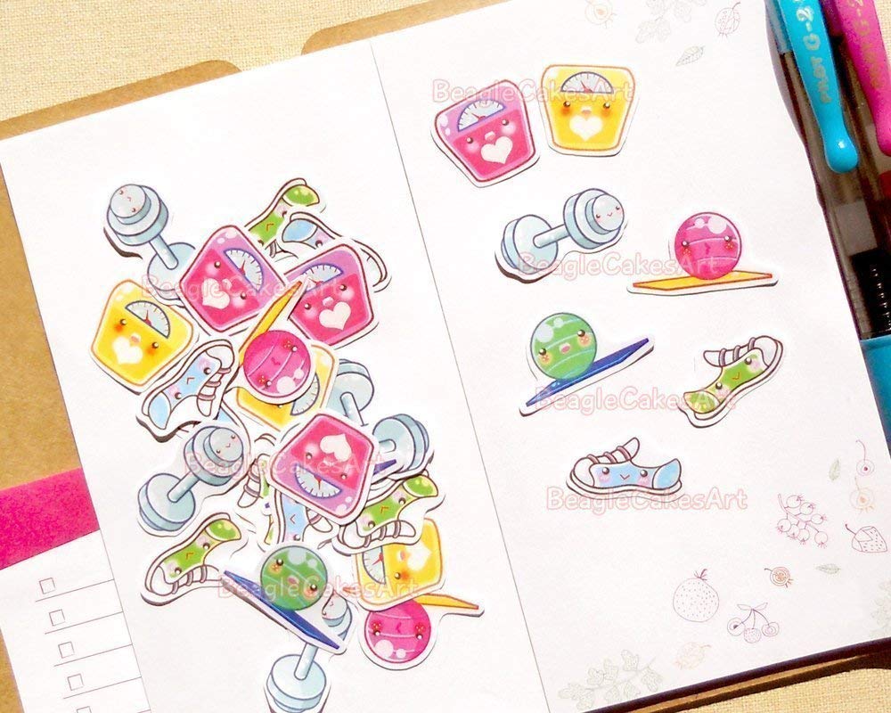 Fitness Planner Stickers for Daily Workout Tracking - Motivational Exercise Stickers for Gym & Home Workouts - Scrapbook & Happy Planner Decorative Stickers - Perfect for Fitness Journals, Bullet Journals & Schedule Organization