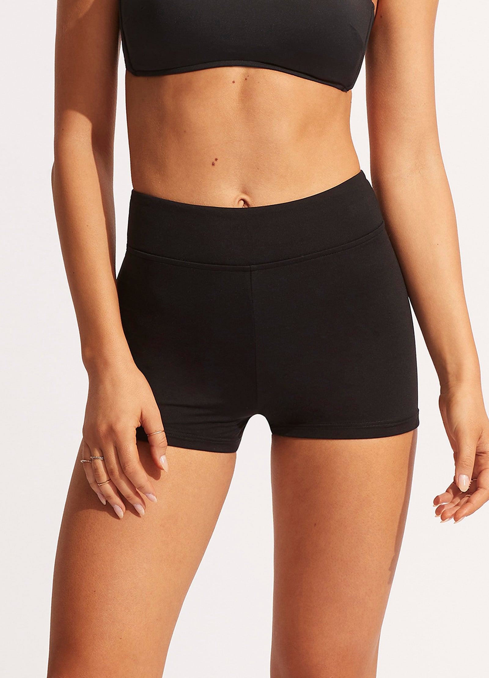 Seafolly Collective Boyleg Pant - Black | Women's Swimwear Bottom for Beach, Pool & Vacation | Comfortable & Stylish Swim Shorts
