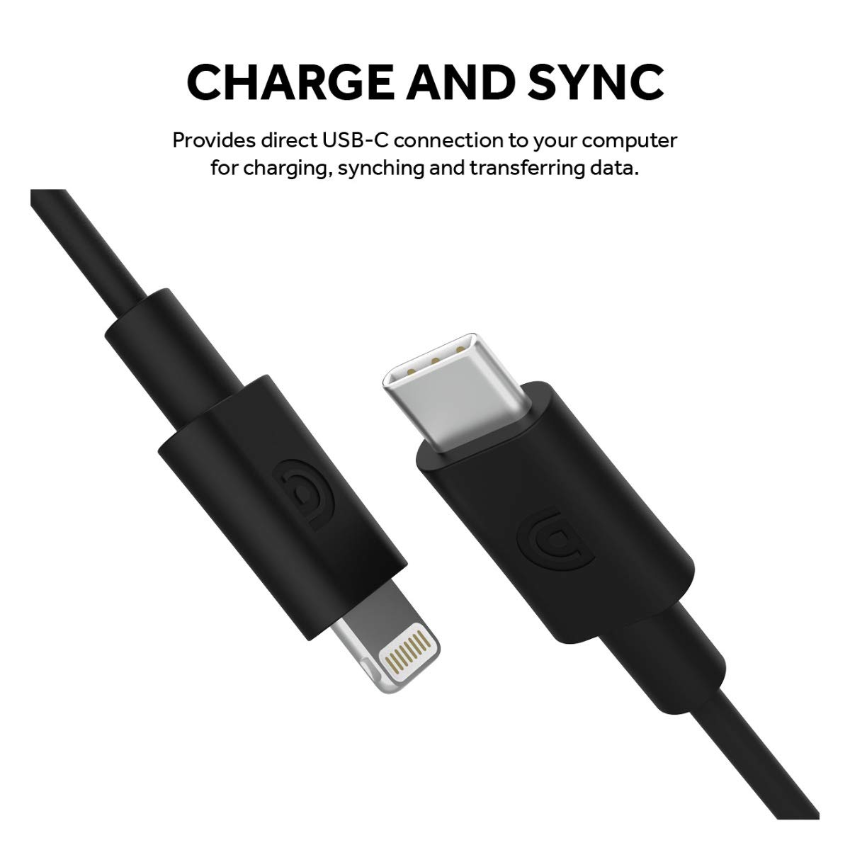Griffin USB-C to Lightning Cable 3FT - Fast Charging & Sync for iPhone, iPad - Durable Nylon Braided Black Cable for Home, Office, Travel