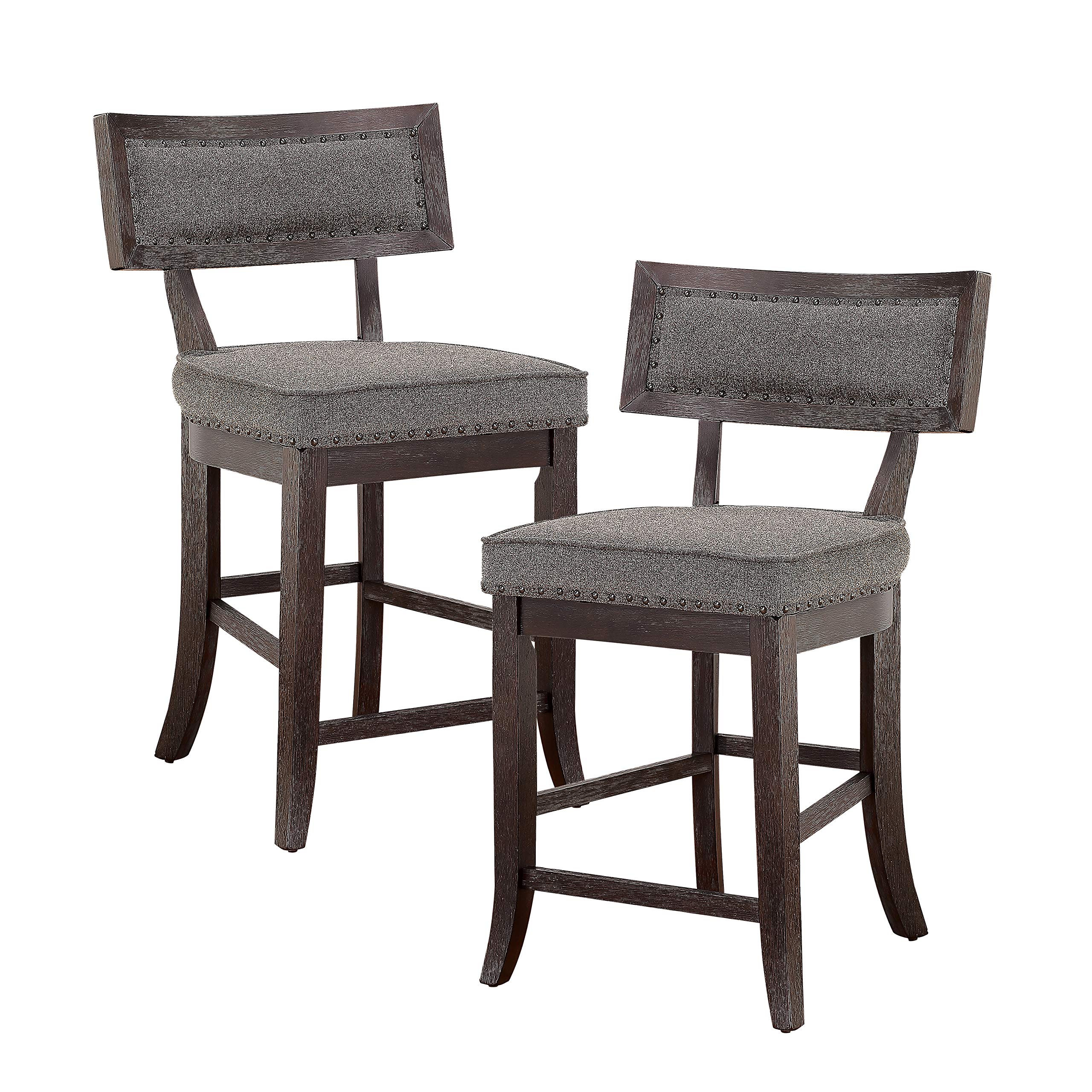 Lexicon Palladium Counter Height Dining Chairs (Set of 2) - Cherry & Grey Modern Bar Stools for Kitchen Island, Breakfast Nook, and Dining Room