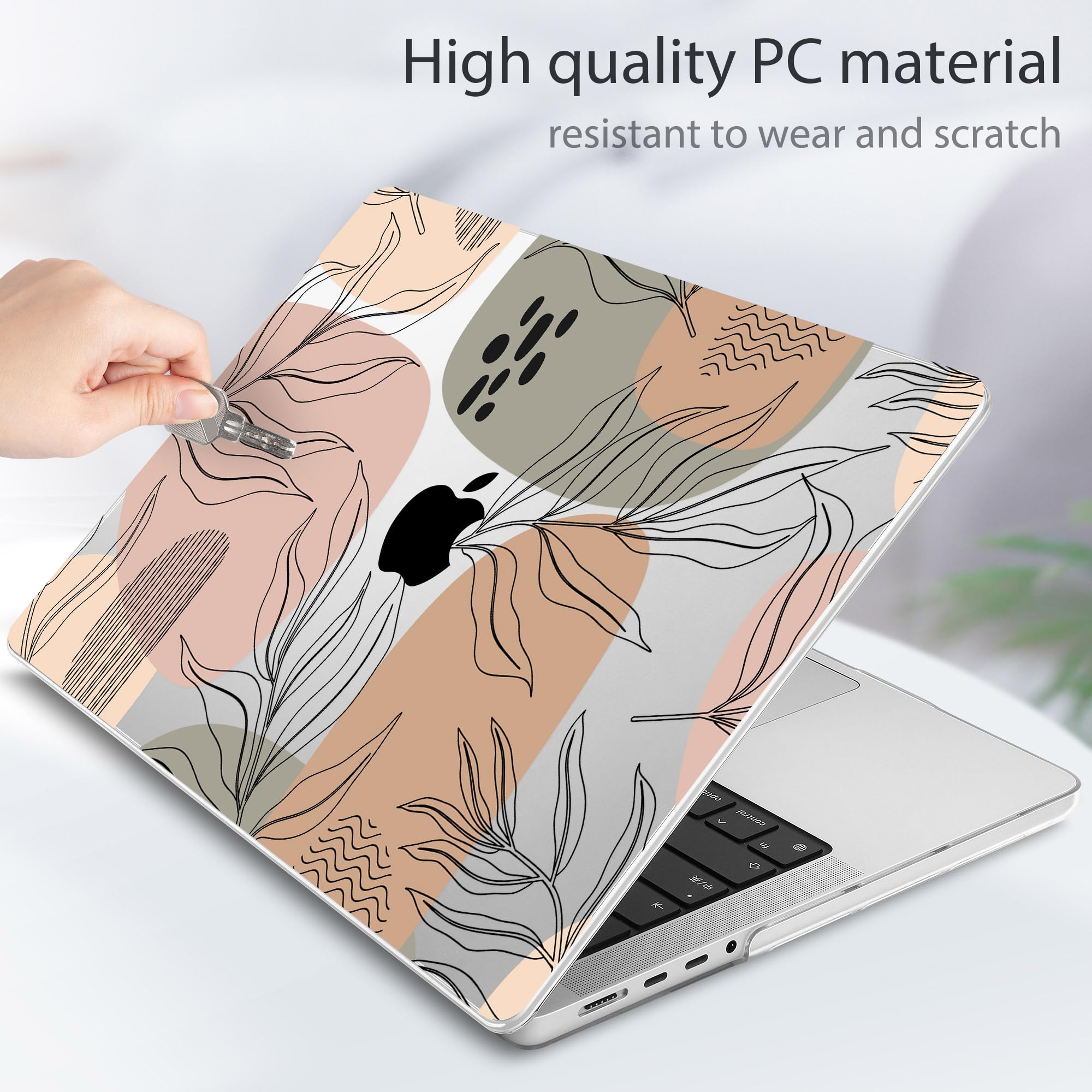 Durable Hard Shell Case for MacBook Pro 14 Inch (2021-2022 Model A2442 M1 Pro/Max) - Includes Keyboard Cover & Screen Protector | Tropical Leaves Design | Perfect for Office, Travel & School Protection