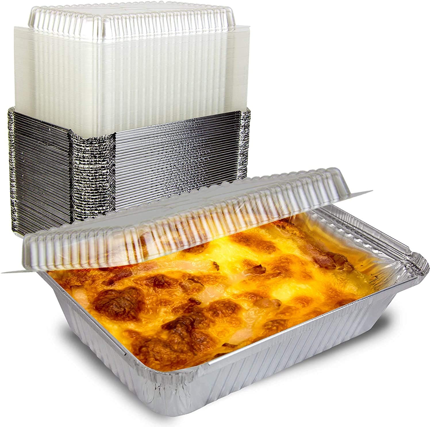 2.25 Lb Aluminum Foil Oblong Baking Pan with Lid - Disposable Cake Pans for Baking, Cooking & Food Storage - 100% Recyclable Tin Containers (Set of 500) - Perfect for Home Bakeries, Catering & Party Food Prep