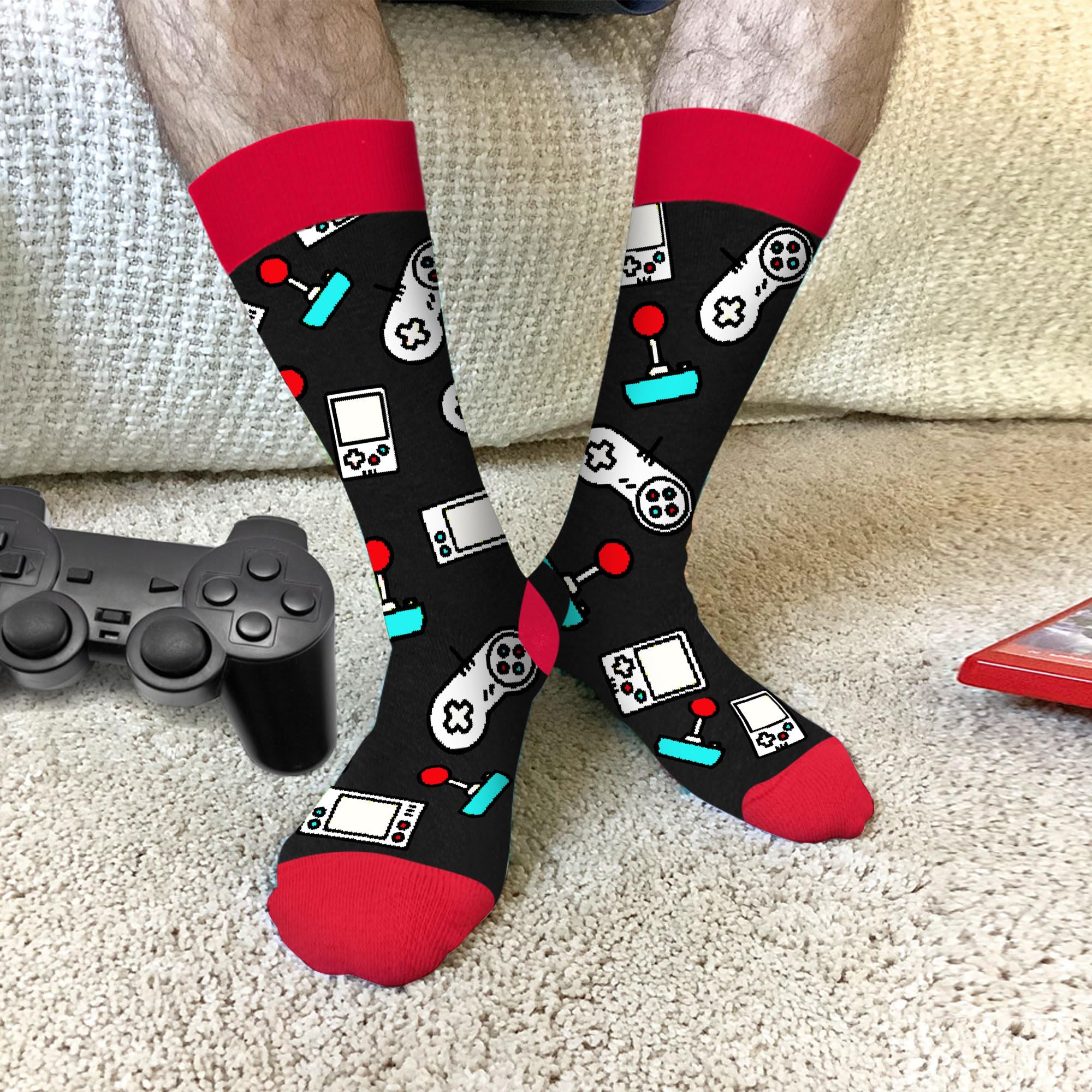 Gaming Socks for Men & Boys - Cool Gamer Gifts for Boyfriend, Son - Funny Novelty Socks - Perfect Stocking Stuffers & Gaming Accessories - Ideal for Esports, LAN Parties & Casual Gaming