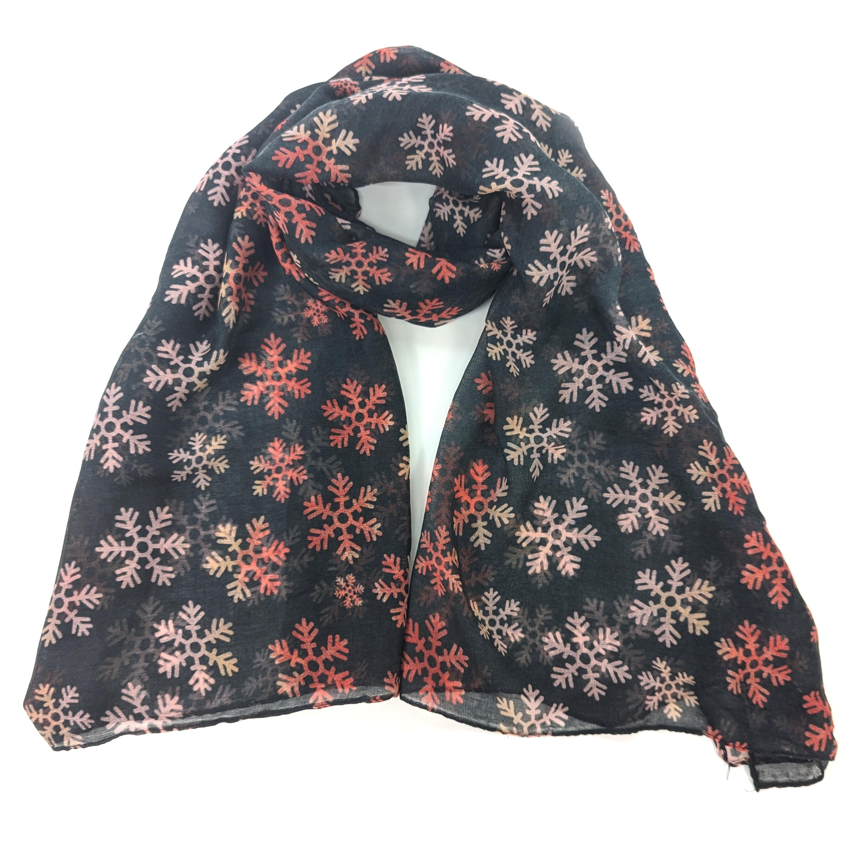 Elegant Black Snowflake Scarf & Bracelet Gift Set in Cracker Box - Perfect for Christmas, Birthday, and Holiday Gifting