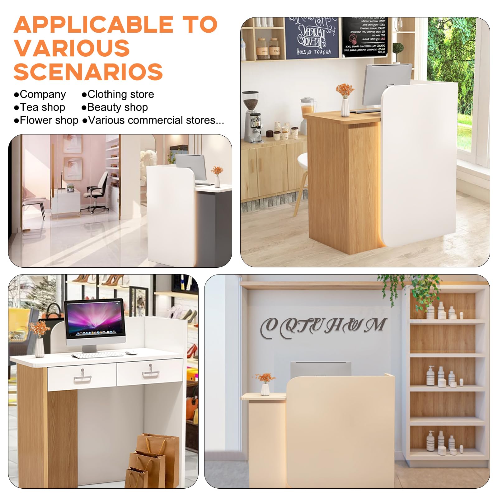 Modern L-Shaped Reception Desk with Lockable Drawers - Office Counter Table for Beauty Salon, Retail Store & Business Front Desk - Durable Workstation for Customer Service & Cashier Area