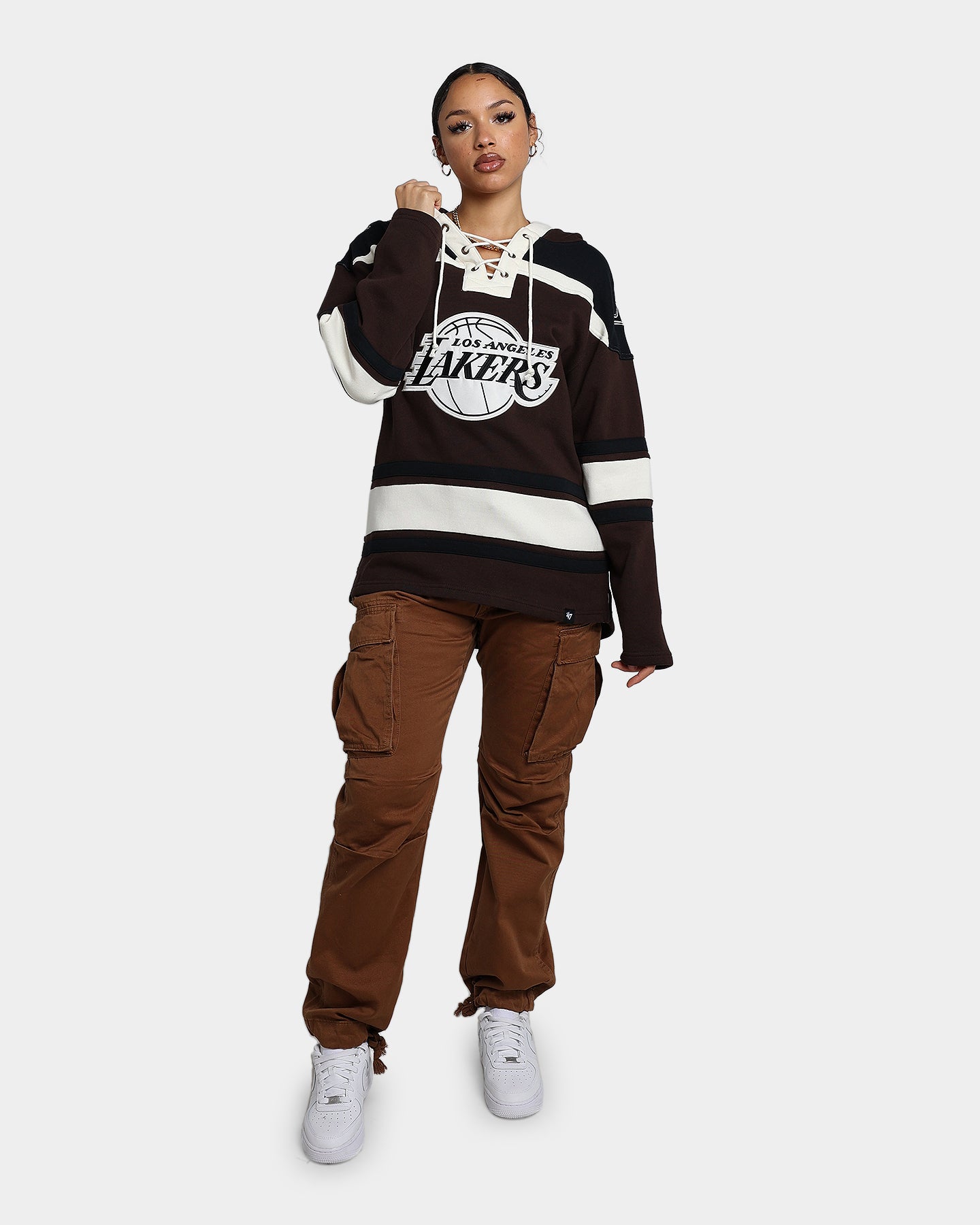 47 Brand Los Angeles Lakers Superior Lacer Hoodie Brown - NBA Fan Apparel for Men & Women - Perfect for Game Day, Casual Wear & Lakers Fan Gifts
