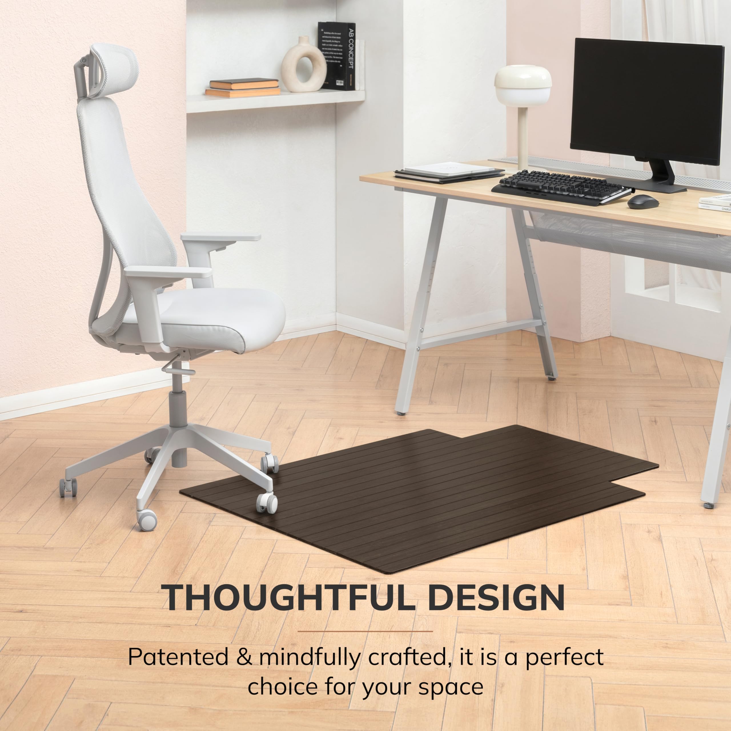 Premium Bamboo Office Chair Mat - 5mm Thick, Anti-Slip & Heavy Duty for Hardwood Floors - Durable Floor Protector for Home & Office Use - Perfect for Rolling Chairs, Standing Desks & Workspaces