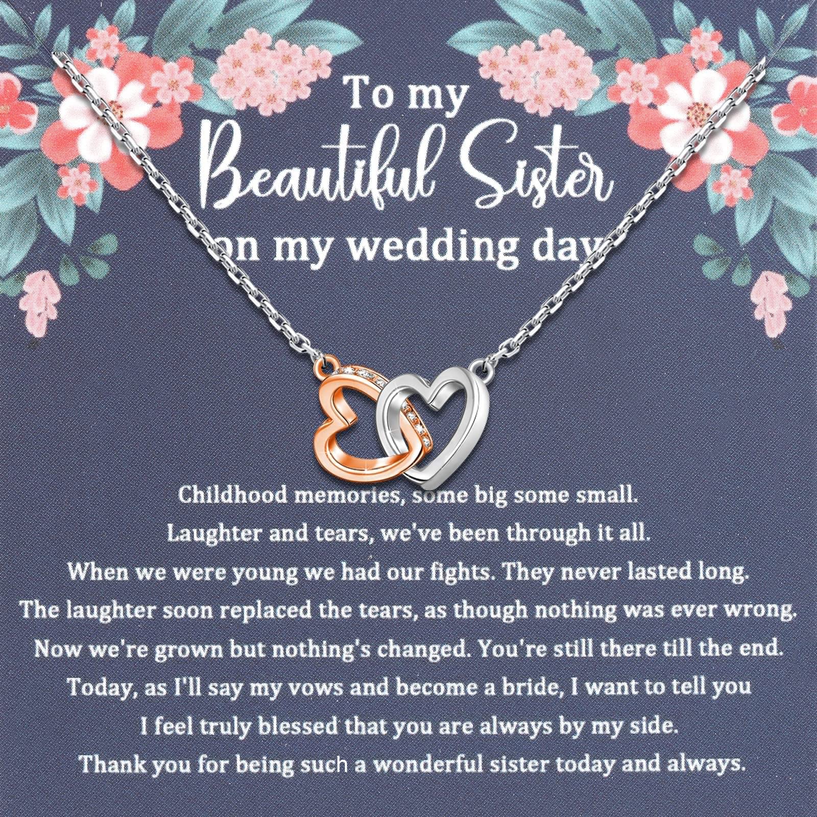 BLEOUK Sister Necklace - Elegant Bridal Jewelry Gift for Sister of the Bride | Wedding Thank You Present | Perfect for Bridesmaids, Sisters & Best Friends | Ideal for Weddings, Anniversaries & Special Occasions