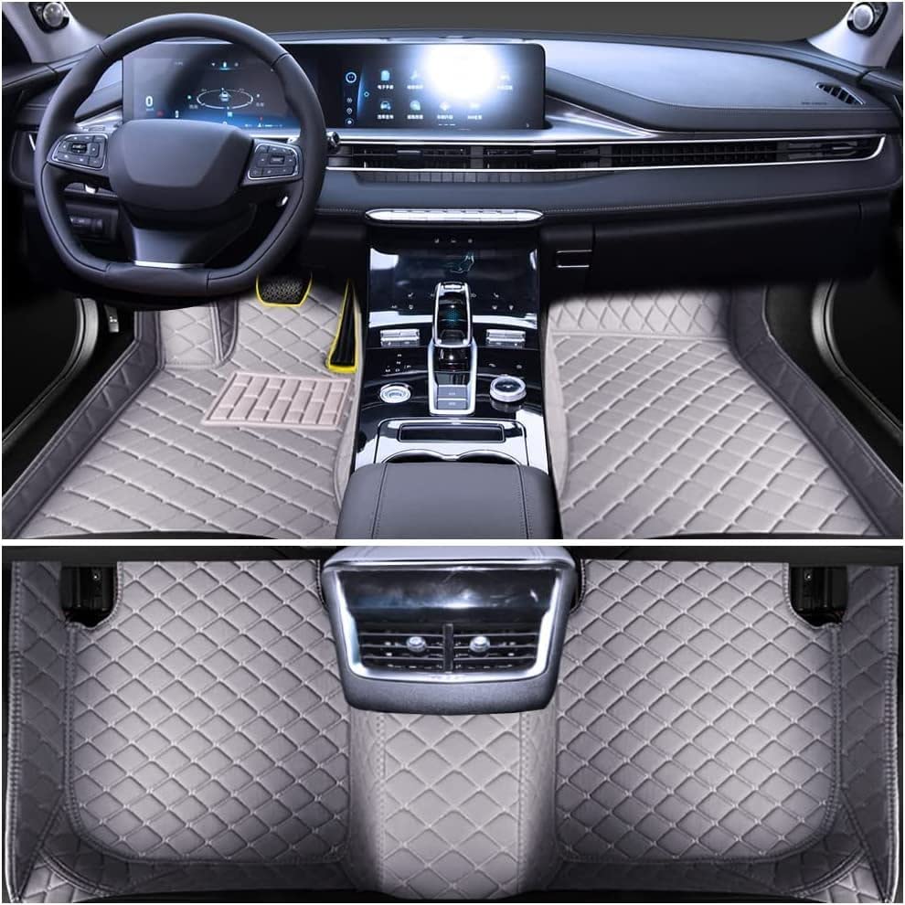 Premium Custom Fit Floor Mats for Volkswagen Jetta 2013-2019 - Luxury Leather Waterproof Non-Slip Full Coverage Car Floor Liners Complete Set (Gray) | Perfect for All-Weather Protection & Easy Cleaning
