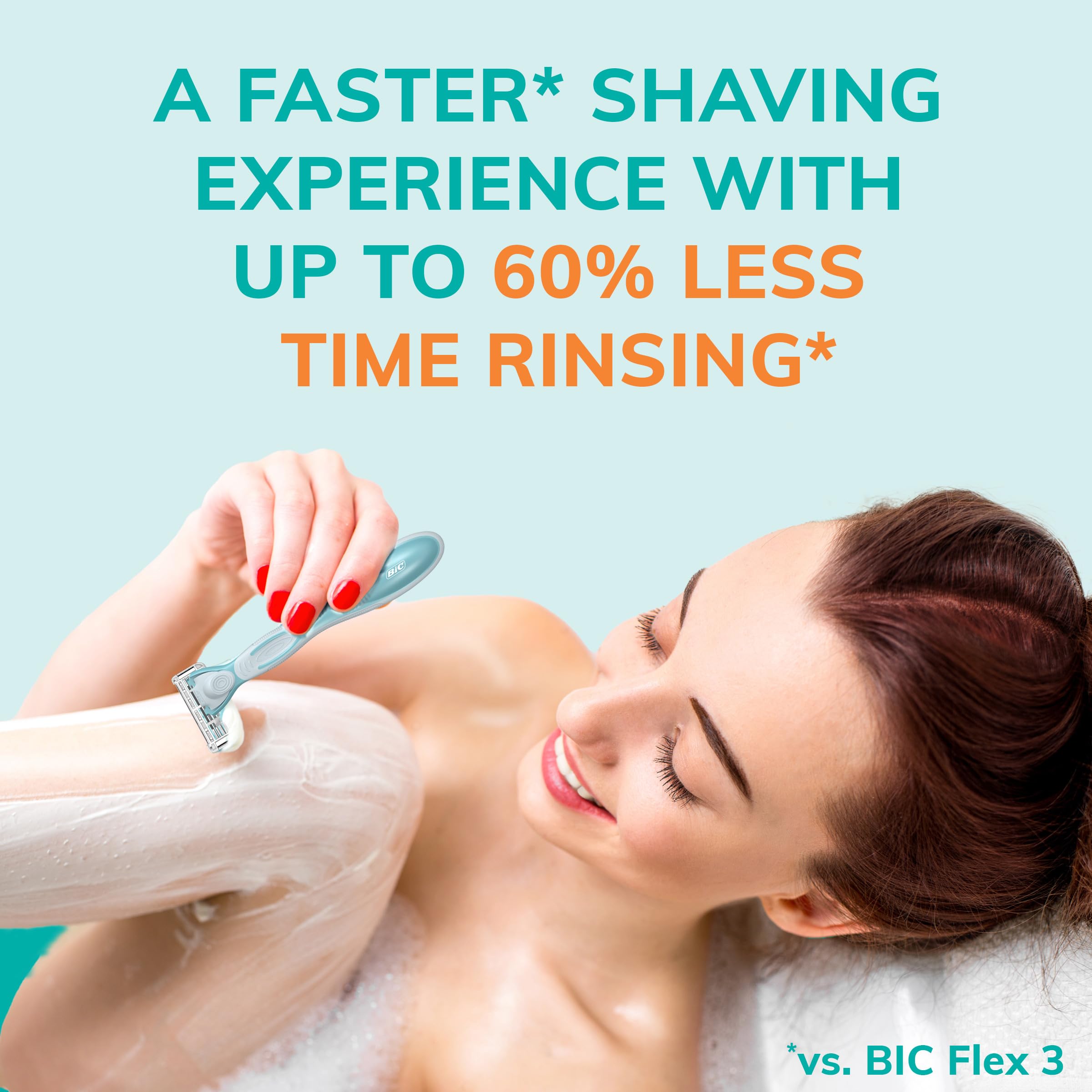 BIC EasyRinse Anti-Clogging Refillable Women's Razor Kit - 4 Blade Razor with 1 Handle & 9 Refill Cartridges | Smooth Shaving for Legs, Underarms & Bikini Area