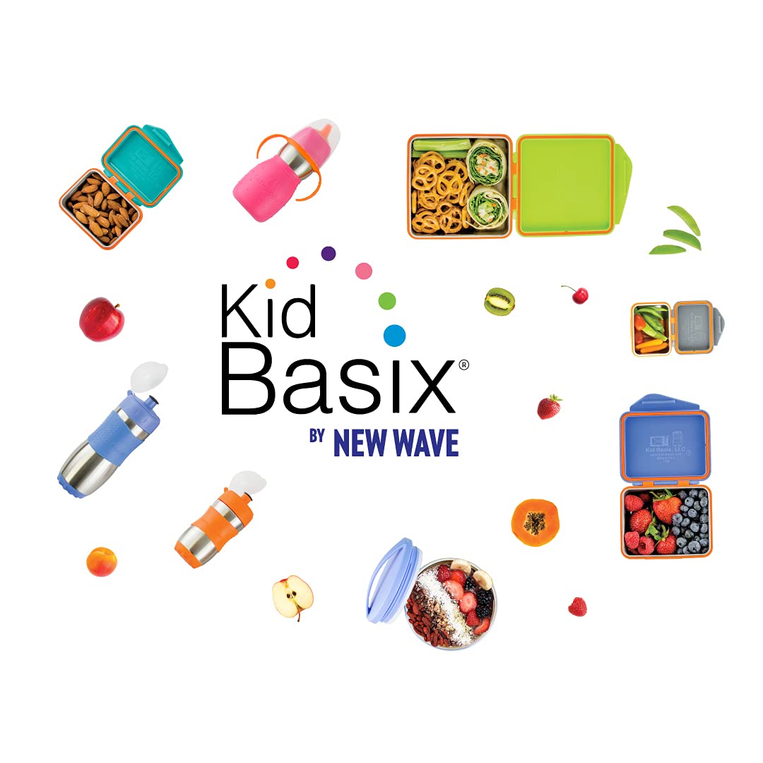 Kid Basix Safe Sporter Stainless Steel Water Bottle - 16oz Leak Proof Lunch & Sports Bottle with Easy Pull Spout & Mud Cap - Dishwasher Safe BPA Free - Perfect for School, Gym, Hiking & Outdoor Activities - Blue