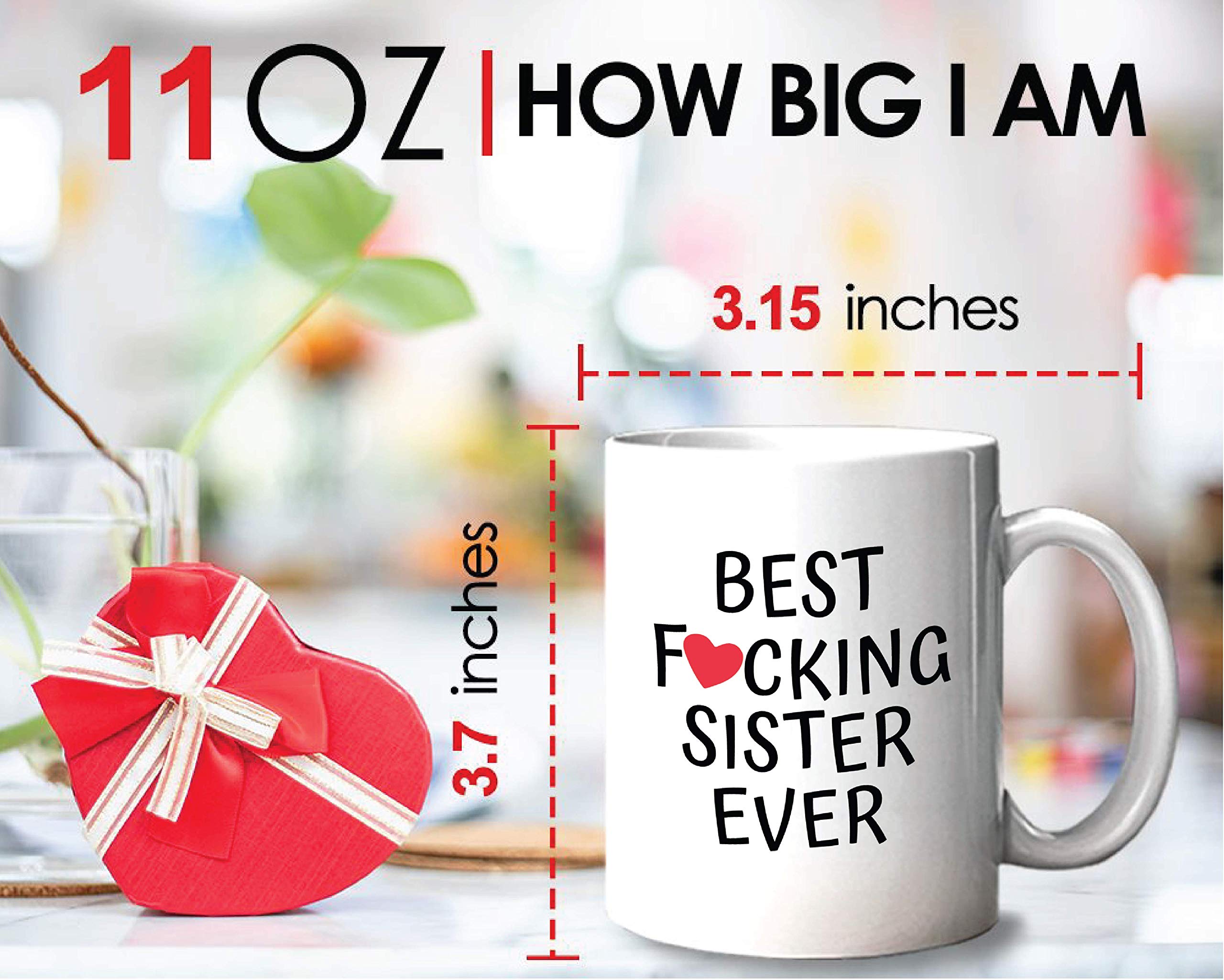 Funny Sister Coffee Mug - Best Sister Ever Gift for Birthday, Women's Day & Sisterhood Celebration - Cute & Witty Wine Cup for Her - Perfect for Coffee, Tea & Wine Lovers