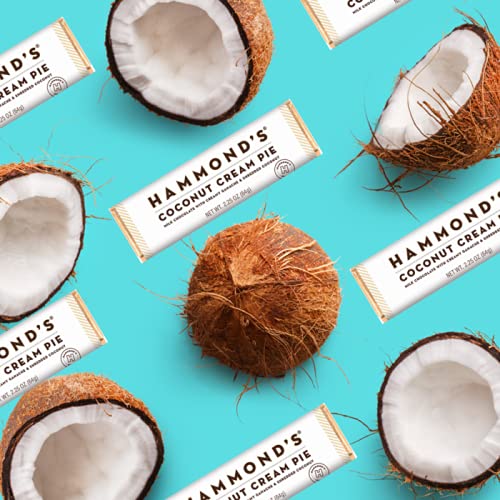 Hammond's Candies Gourmet Chocolate Bars - Coconut Cream Pie Flavor | Premium Milk Chocolate with Ganache & Shredded Coconut | Kosher Certified | Handmade in USA | 5-Pack | Perfect for Gifts, Parties & Dessert Lovers