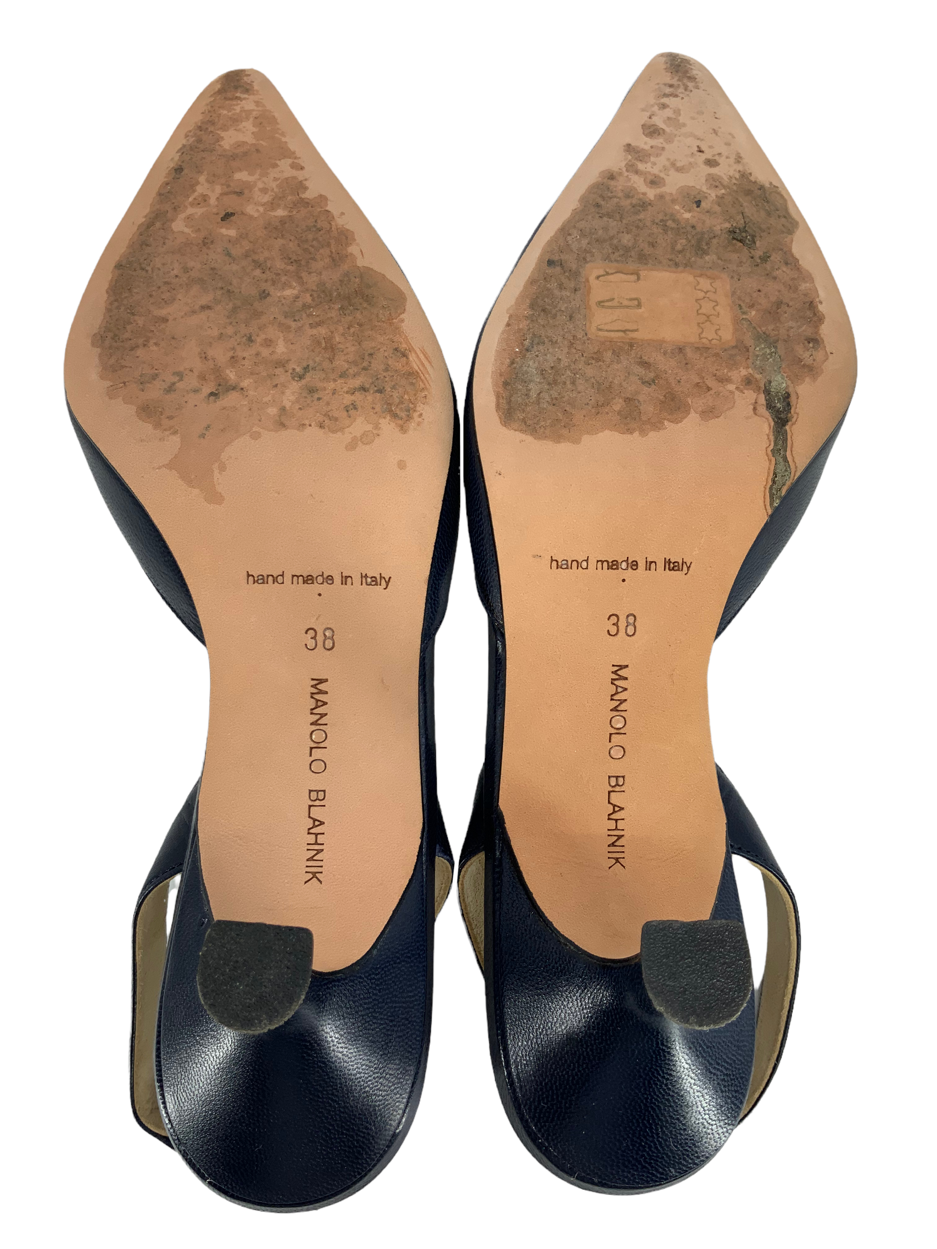 Manolo Blahnik Carolyne Leather Slingback Pumps Women's Size 8 - Elegant Heels for Weddings, Parties & Office Wear