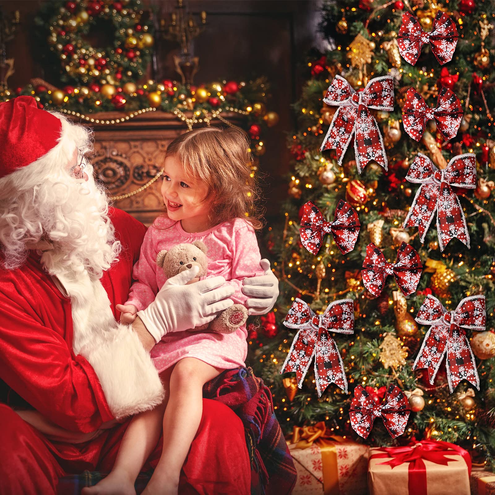 Geosar 3 Rolls Christmas Ribbon Wired, 2.5