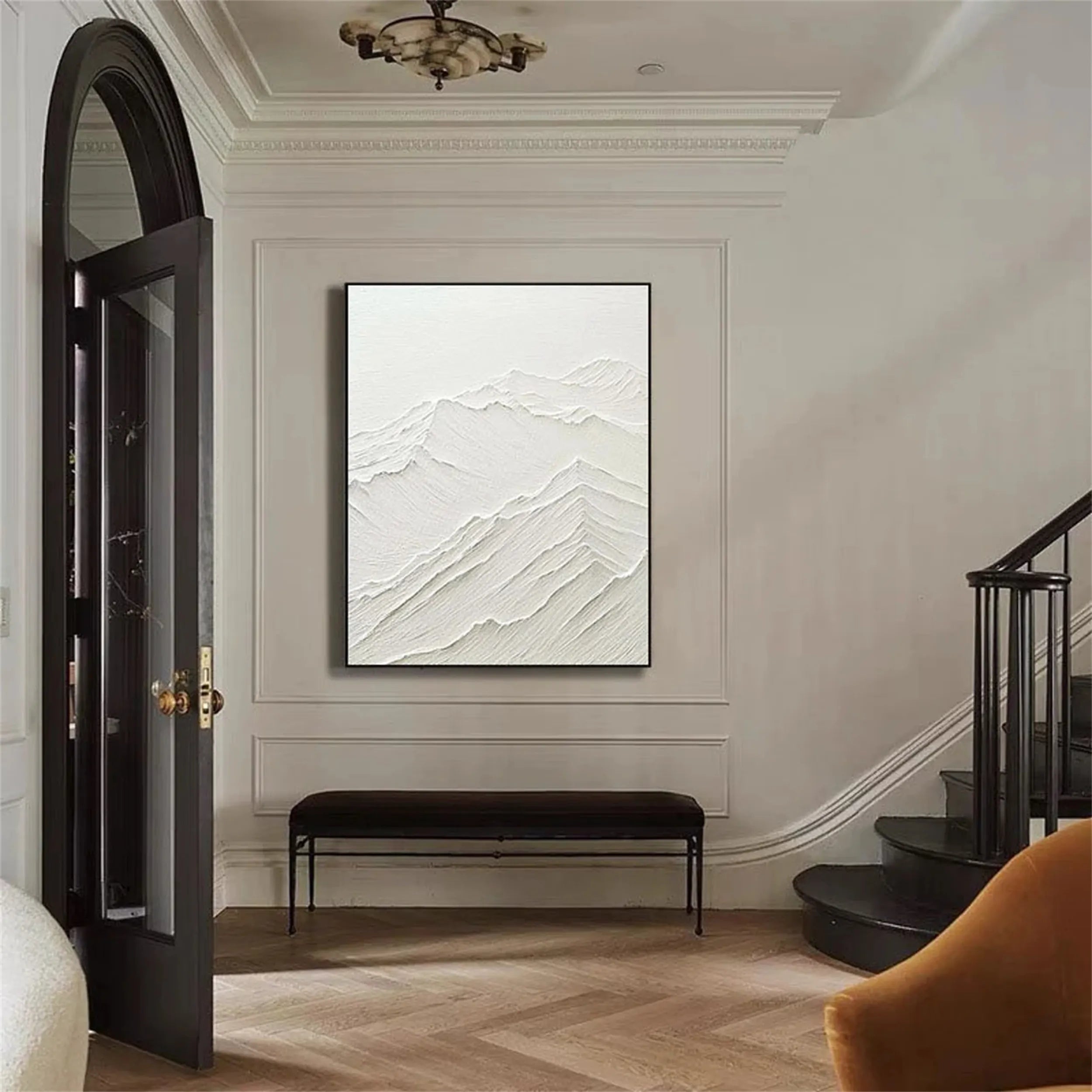 White Minimalist Textured Painting Canvas - Modern Abstract Wall Art for Living Room & Bedroom Decor | Premium Quality #MM192