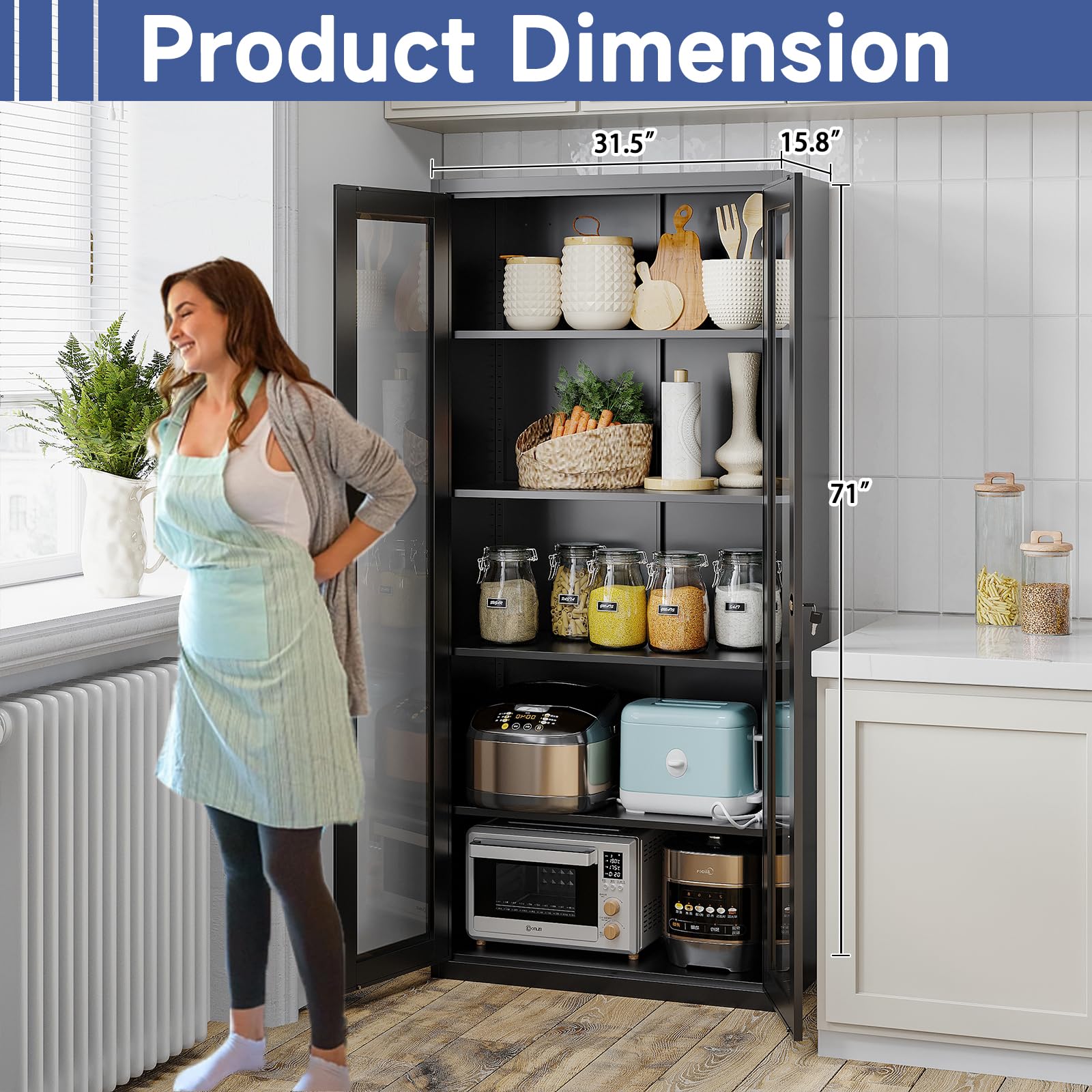 Glass Display Cabinet with 4 Adjustable Shelves - 71