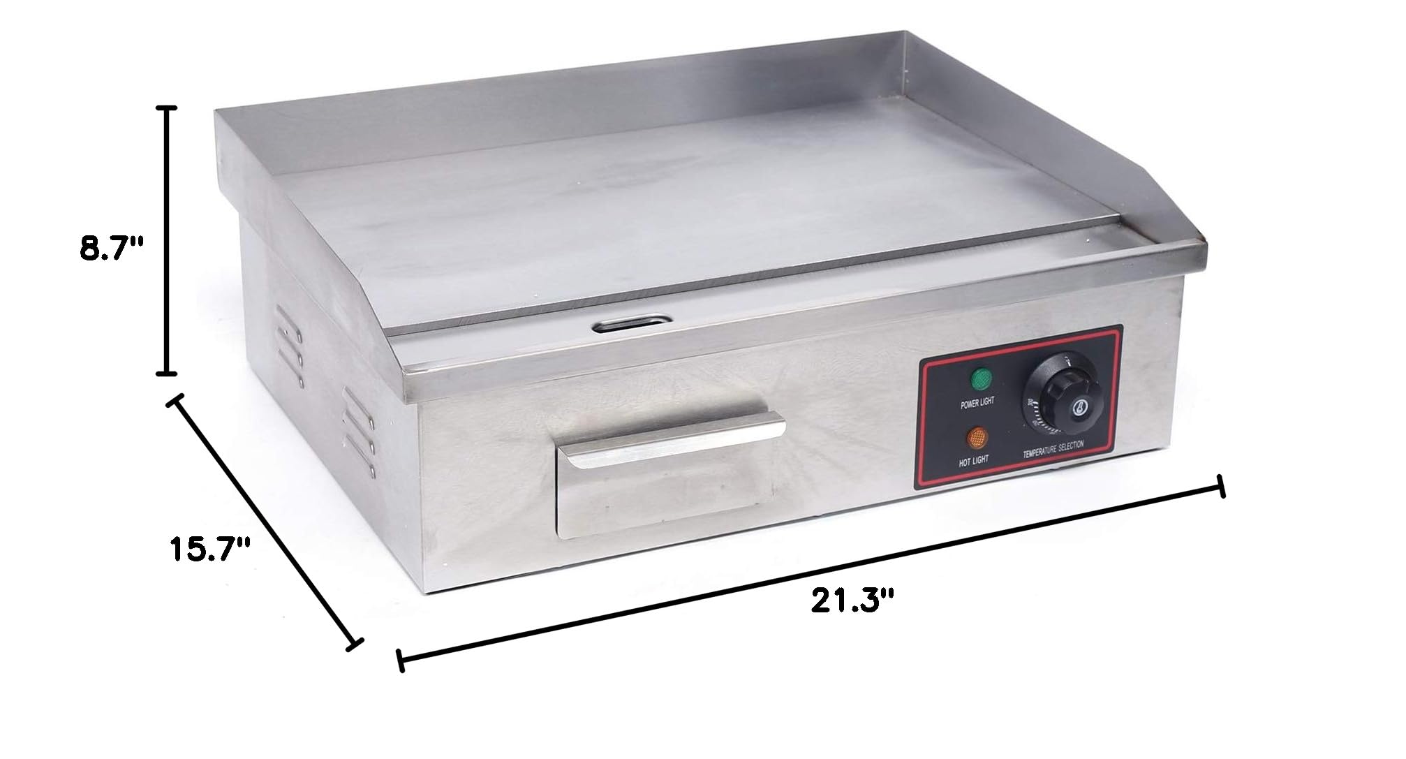 Commercial Electric Griddle 110V 3000W - Stainless Steel Nonstick Flat Top Grill with Adjustable Temperature (122-572°F) - 21.3
