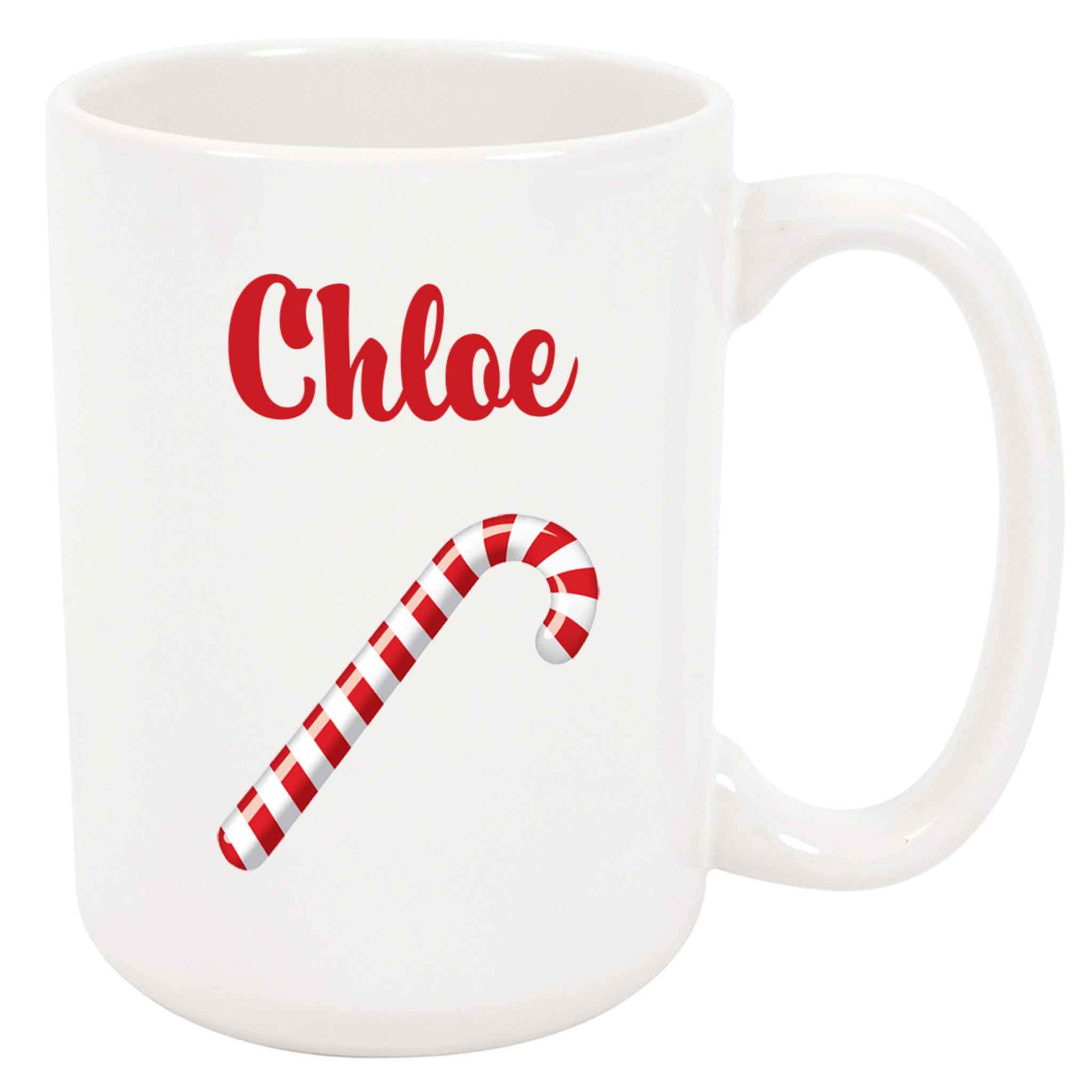 Chloe Candy Cane Christmas Coffee Mug - Holiday Themed Ceramic Cup for Hot Cocoa, Tea & Coffee - Perfect for Xmas Gifts, Office Use & Cozy Winter Mornings