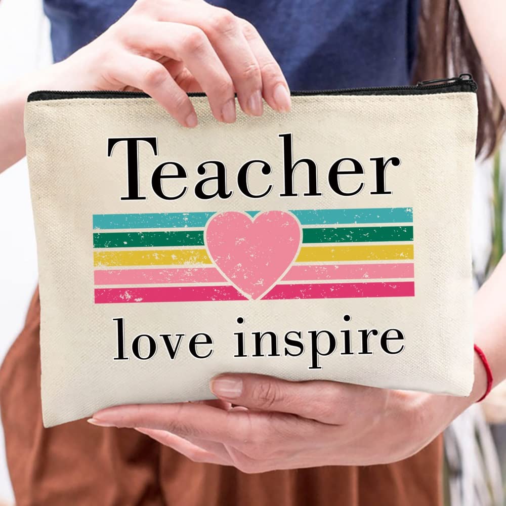 Teacher Printed Zip Canvas Pouch - Waterproof Makeup Bag for Travel & Daily Use | Cosmetic Organizer, Toiletry Bag, Bridesmaid Gift, Pencil Case, Wash Bag & Coin Purse | Perfect for School, Work, Travel & Bridal Party Essentials