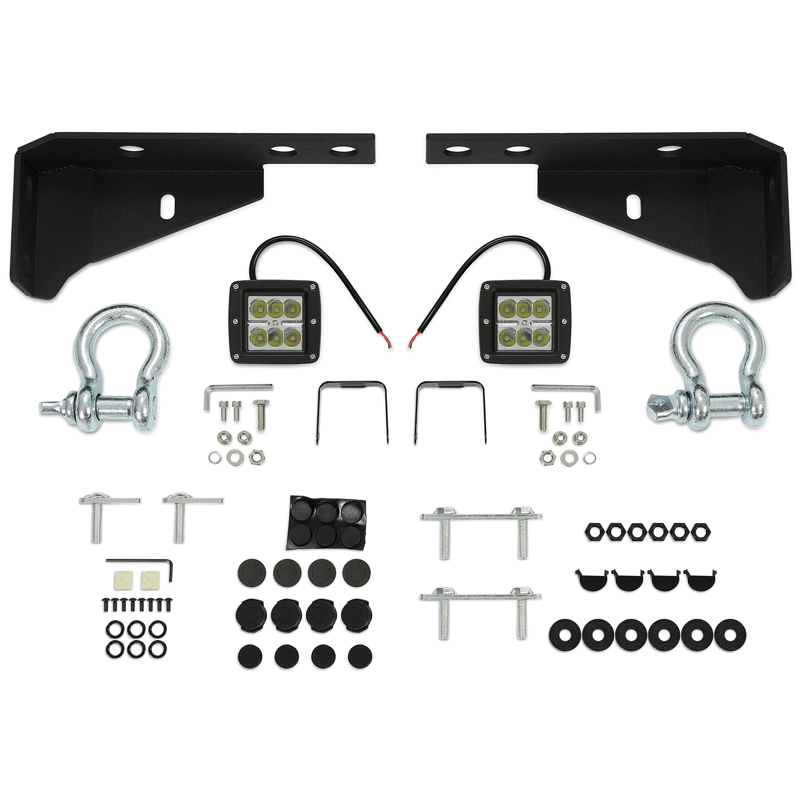 KUAFU Heavy Duty Rear Bumper with D-Rings & LED Lights for 2019-2023 Ford Ranger | Textured Black Steel Truck Bumper | Off-Road Protection & Towing Accessory