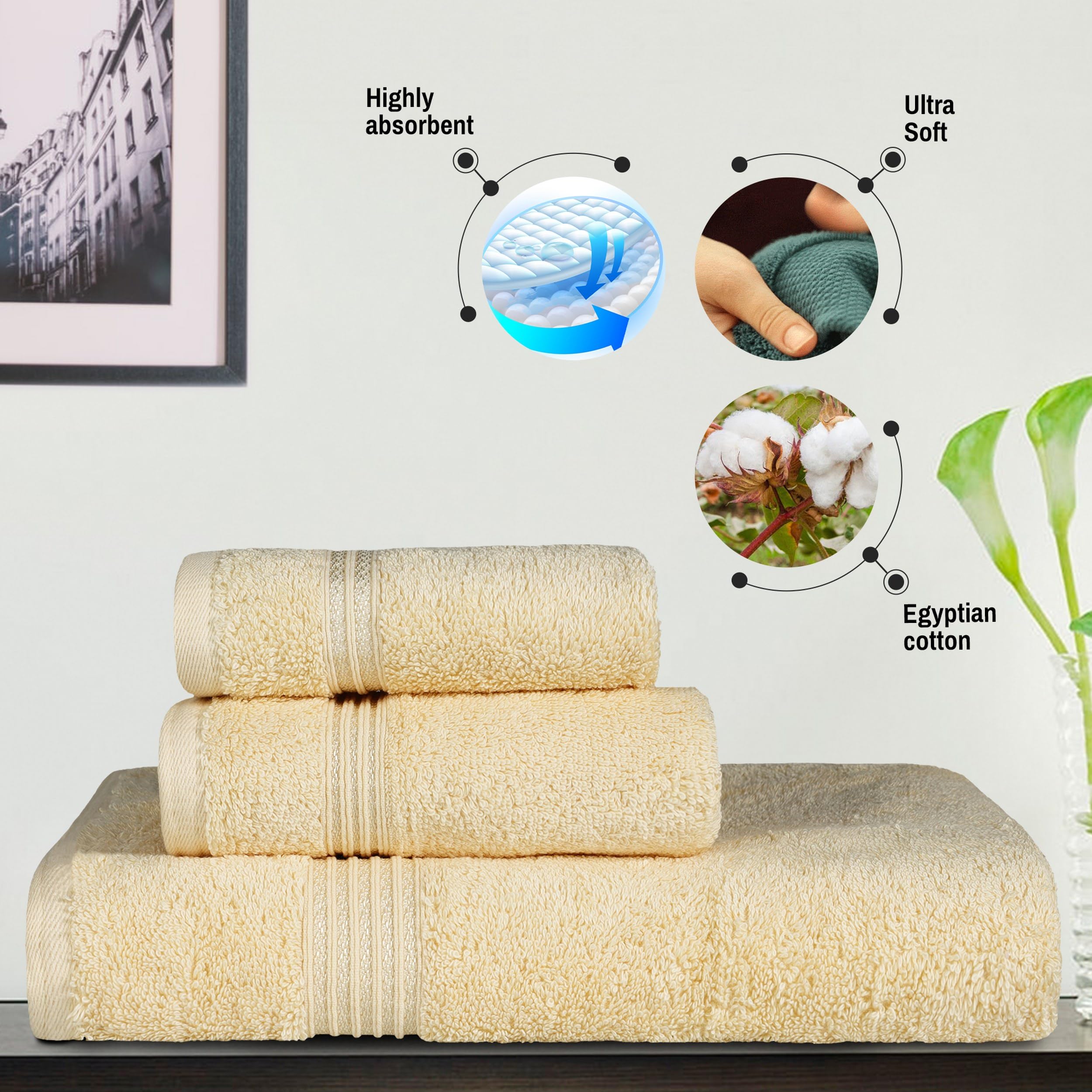 Premium Egyptian Cotton 8-Piece Towel Set - Ultra Soft & Absorbent Bath, Hand & Face Towels for Luxury Home, Master & Guest Bathrooms | Quick-Drying, Decorative Essentials in Canary Yellow | Perfect for Spa Days, Hotel-Style Bathrooms & Upscale Home Decor