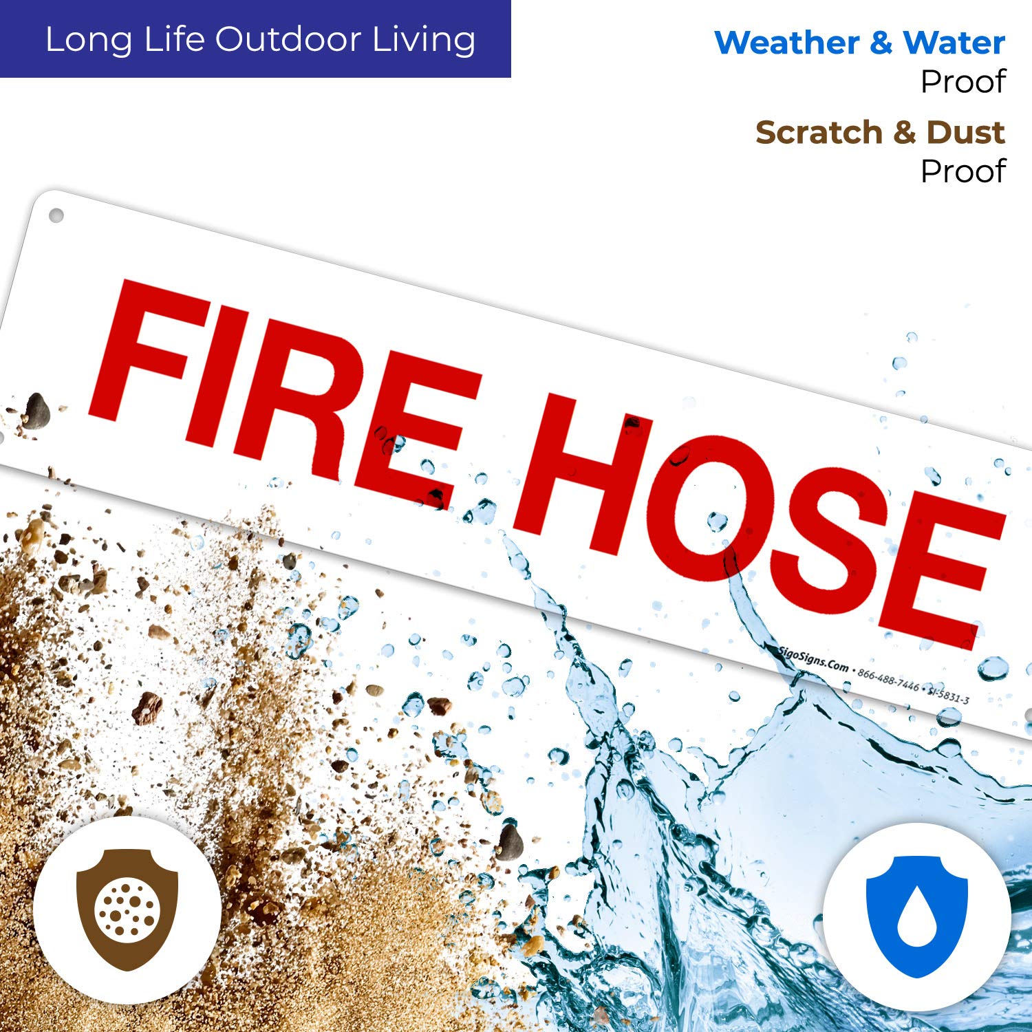 Fire Hose Sign - 3x12 Inch Rust-Free .040 Aluminum Fire Safety Sign - Fade Resistant for Indoor & Outdoor Use - Made in USA - Perfect for Warehouses, Factories & Emergency Exits