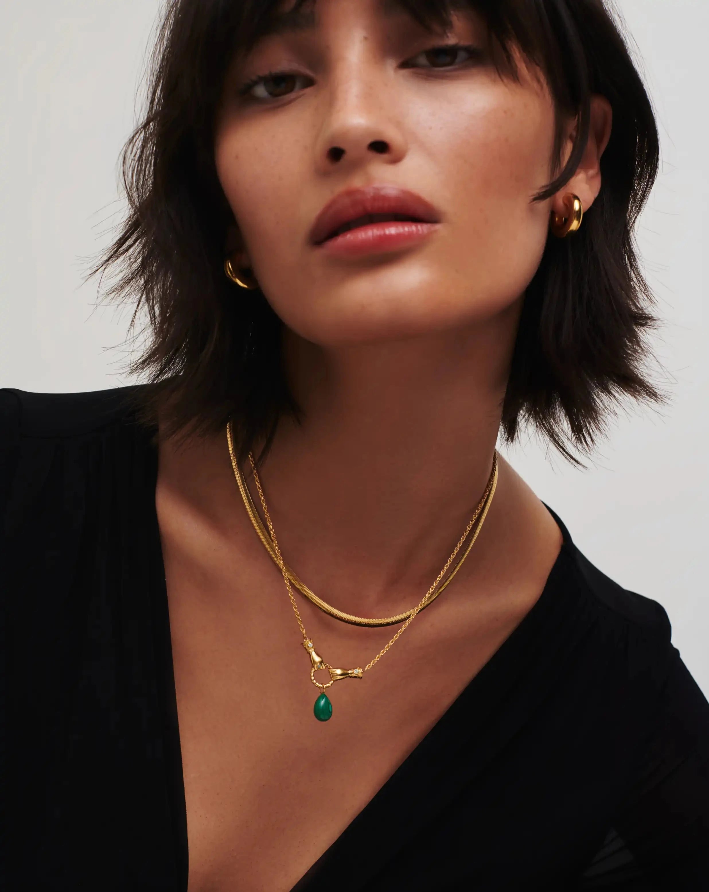 Harris Reed In Good Hands Drop Pendant Necklace - 18k Gold Plated with Malachite & Pearl | Elegant Jewelry for Women, Perfect Gift for Birthday, Anniversary & Special Occasions