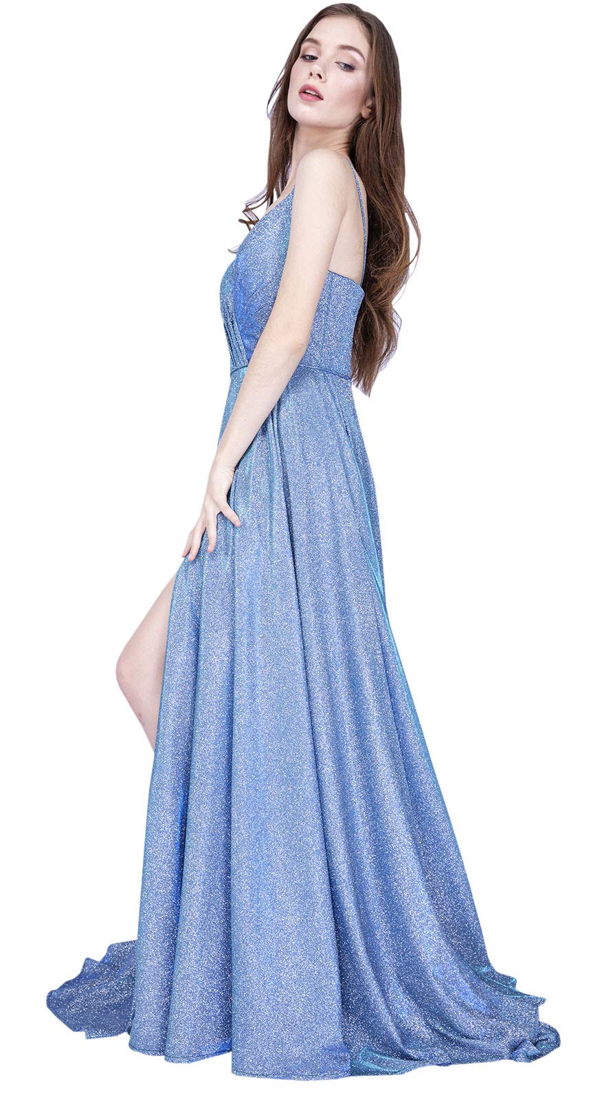 Sparkling V-Neck Spaghetti Strap Prom Dress with High Slit - Elegant Long Evening Gown for Women 2020 | Perfect for Homecoming, Prom Night & Formal Parties