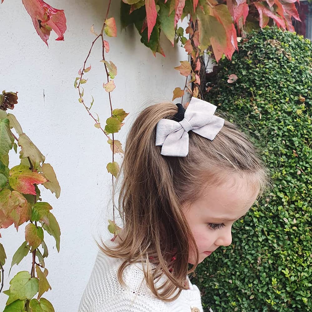 12 PCS Linen Bow Hair Clips for Baby Girls - Alligator Clips Hair Accessories for Infants & Toddlers (3.5'' Classic Bow) - Perfect for Parties, Photos & Daily Hair Styling