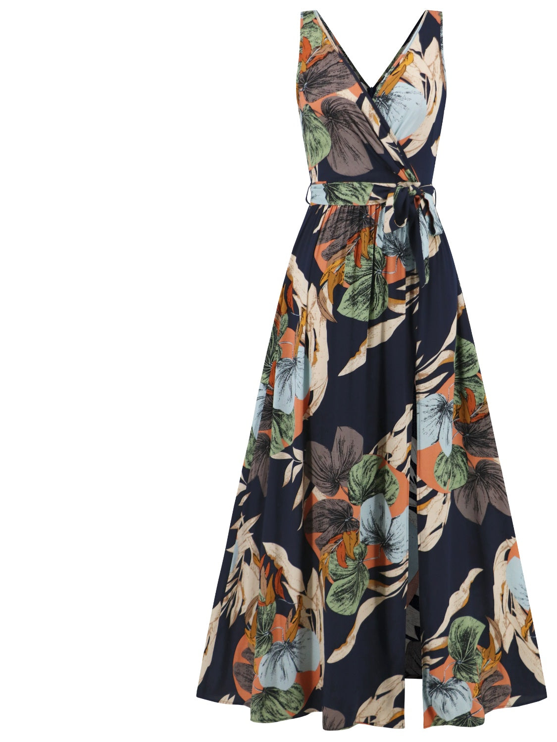 Elegant Slit Tied Printed Surplice Dress for Women | Flowy Summer Party Cocktail Dress | Perfect for Weddings, Date Nights & Beach Vacations