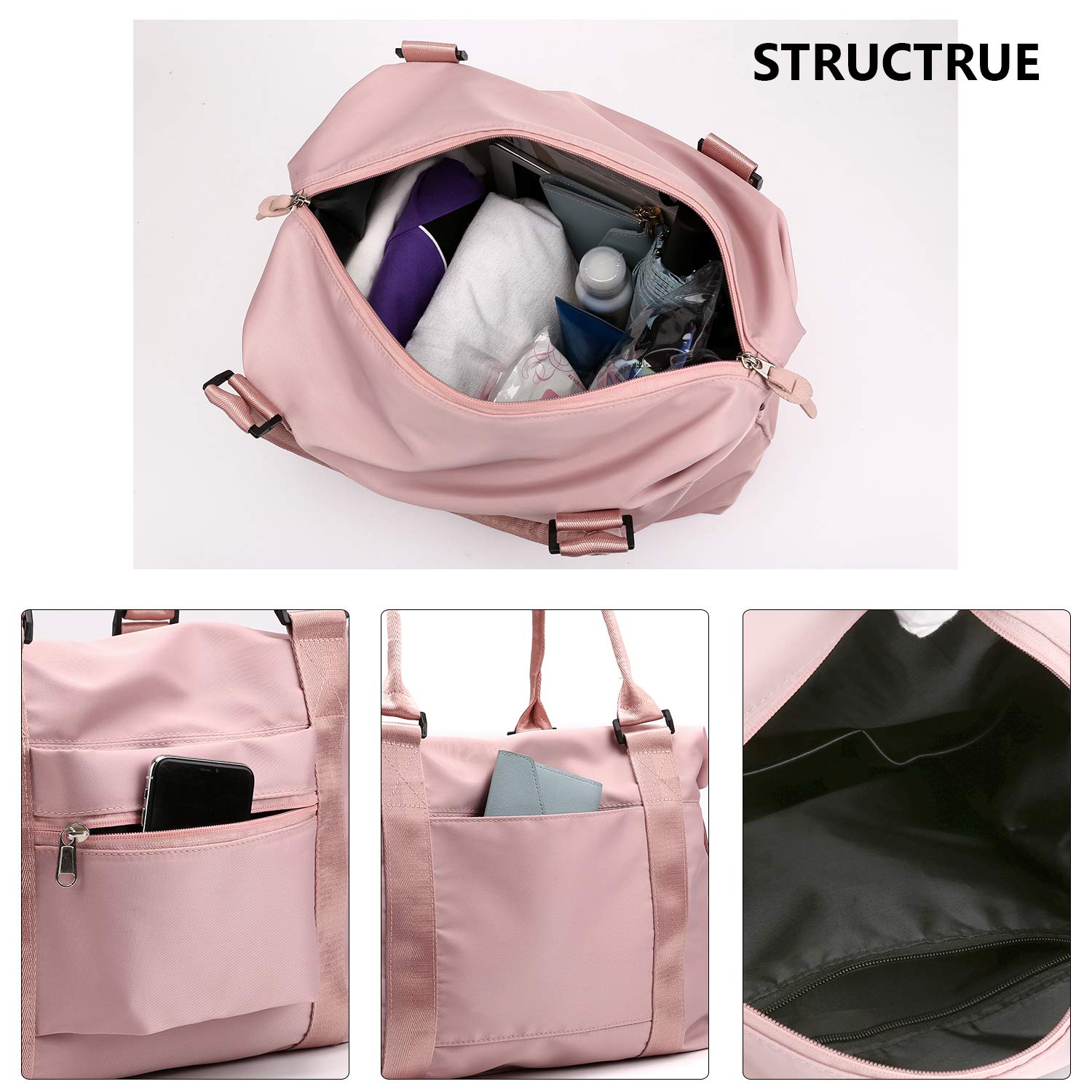 Forestfish Women's Duffle Tote Weekender Bag with Trolley Sleeve - Perfect for Travel, Gym & Weekend Getaways