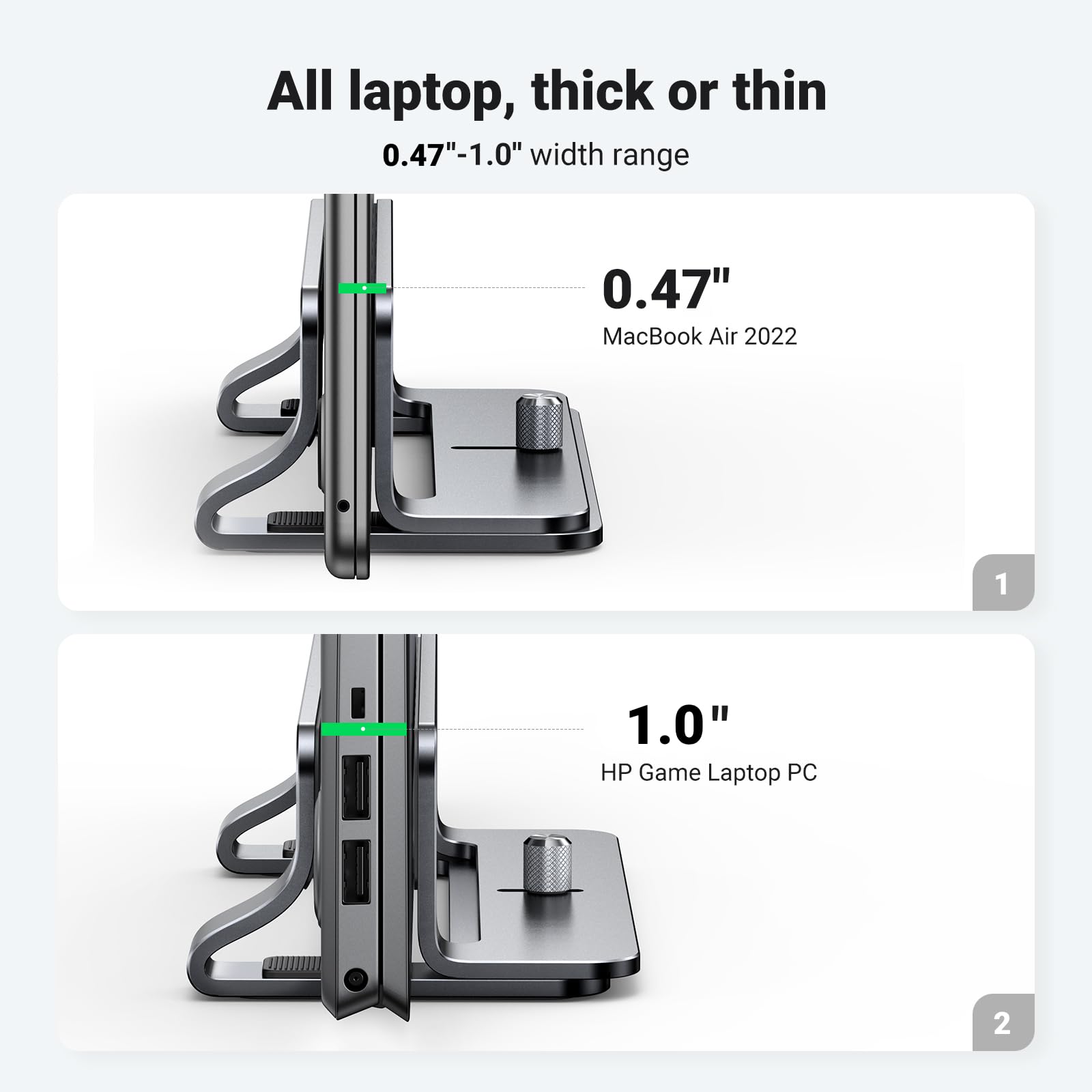 UGREEN Vertical Laptop Stand Holder - Adjustable Aluminum Desktop Organizer for MacBook Pro/Air & 17.3