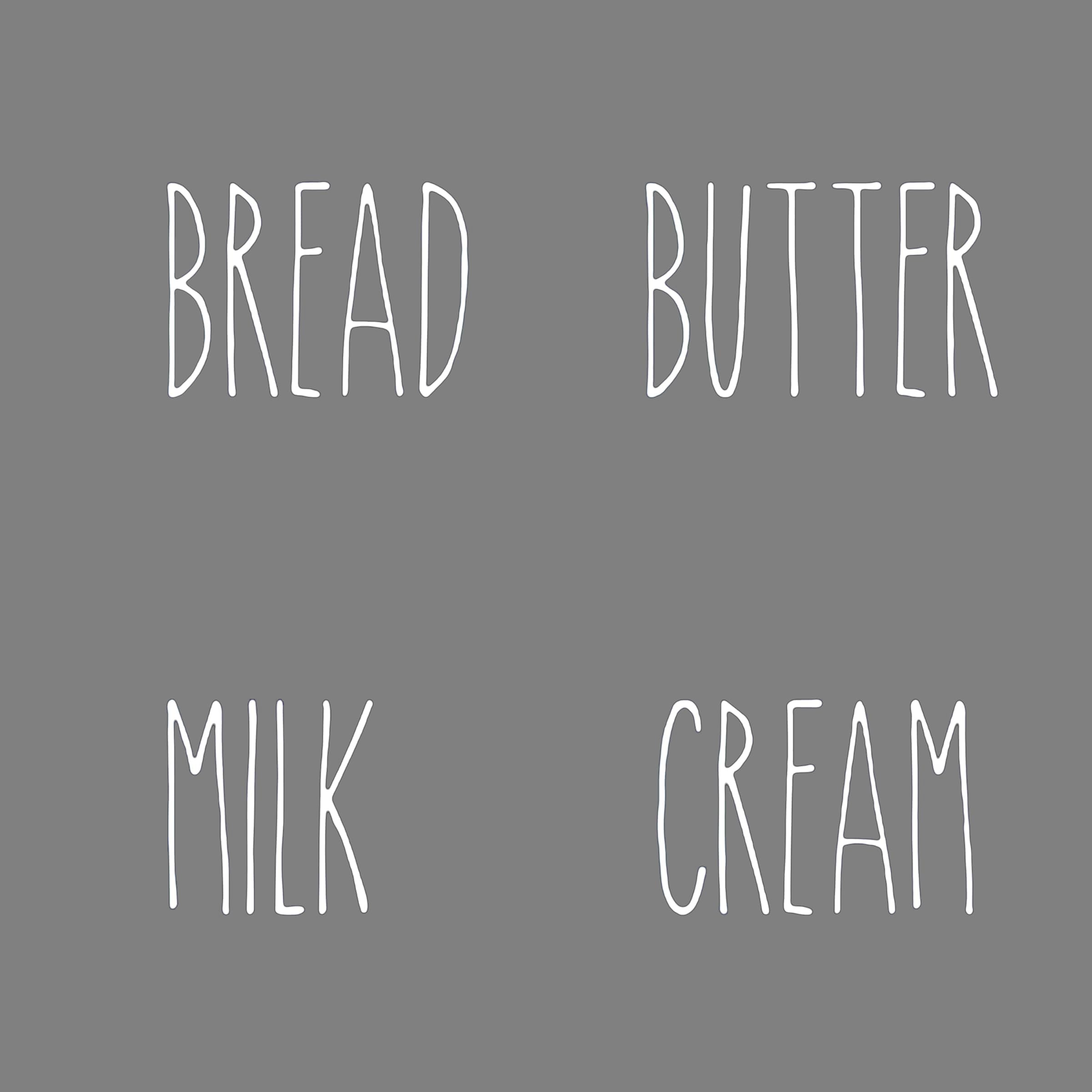 Bread Butter Milk Cream Decal Sticker Set - Waterproof Kitchen Container Organization Labels - White Home Decor Accessories for Pantry, Fridge & Storage Jars - Perfect for Kitchen Organization & Home Decoration