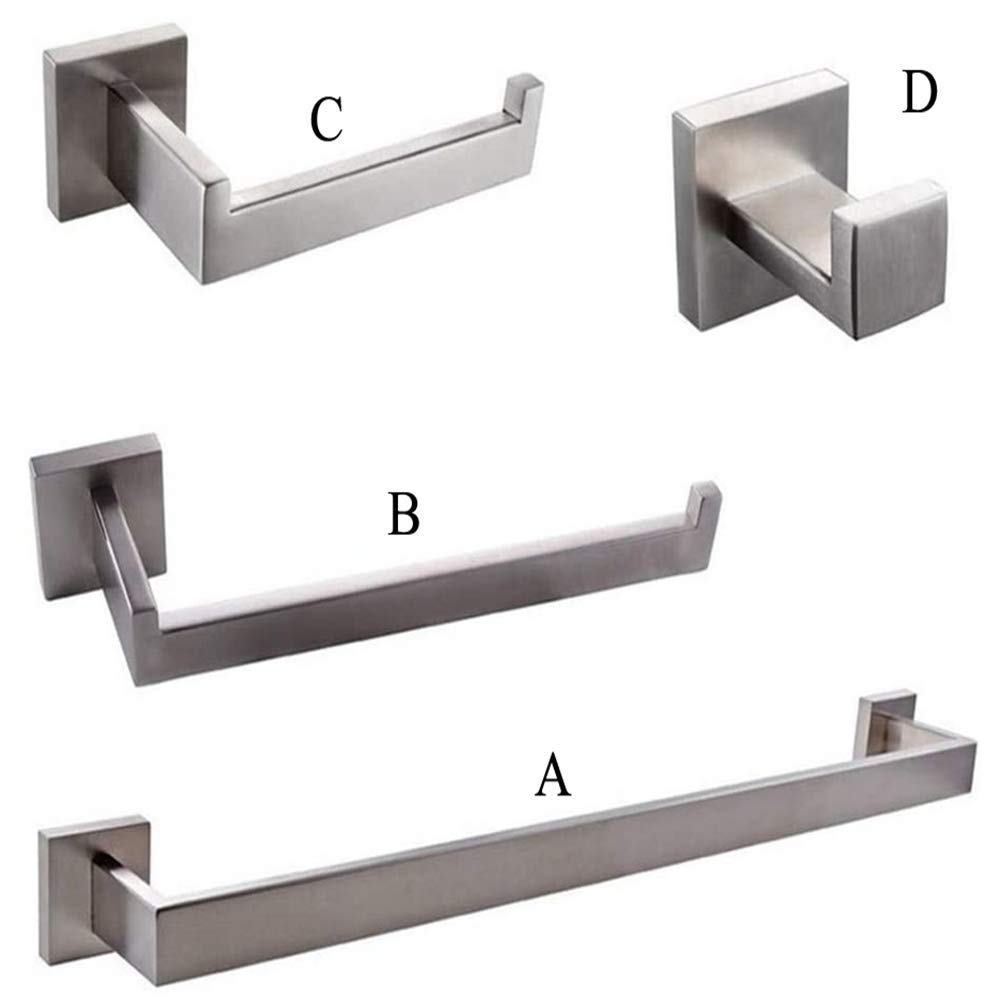 OYHN Brushed Stainless Steel Bathroom Accessories Set - Towel Bar, Robe Hook, Toilet Paper Holder, Toothbrush Holder - Modern & Durable for Bathroom, Spa, Hotel (5-Piece Set) - Perfect for Home, Apartment, Guest Bathroom Decor
