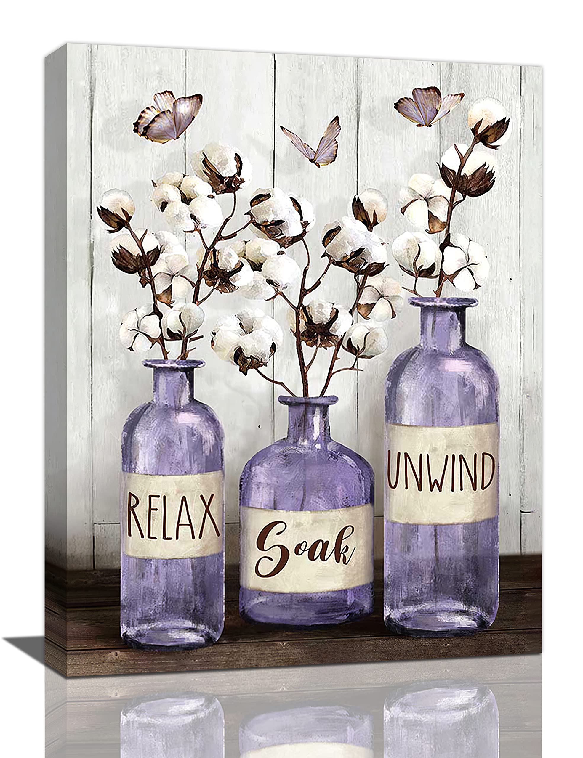 Rustic Farmhouse Bathroom Wall Art - Purple Canvas Prints 16