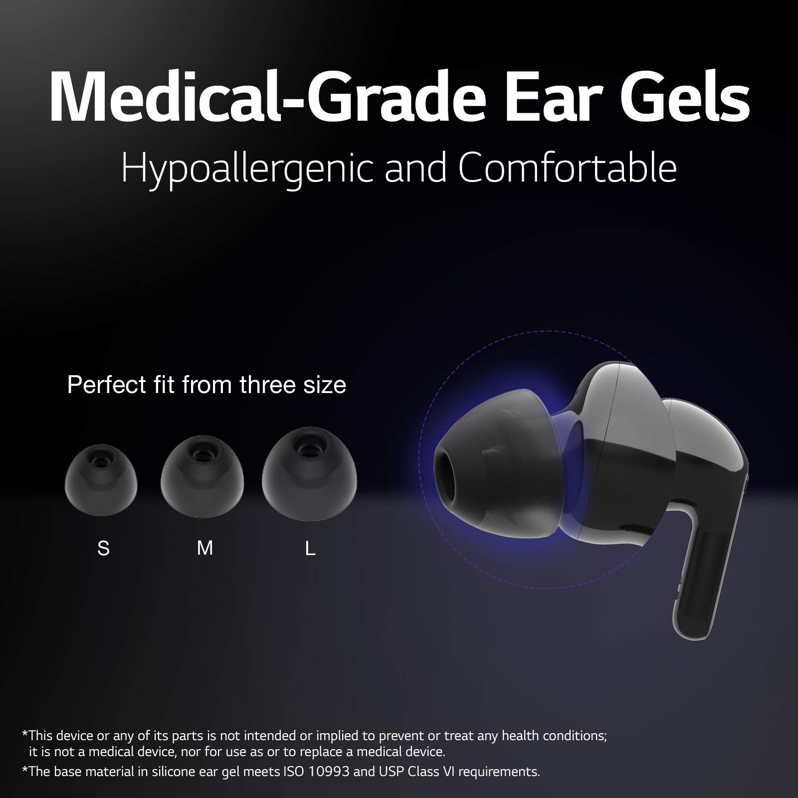 LG TONE Free FN7 Wireless Earbuds - Active Noise Cancelling Bluetooth Headphones with Meridian Sound, Dual Mic for Calls, Compatible with iPhone & Android (Black) | Perfect for Work, Gym & Travel