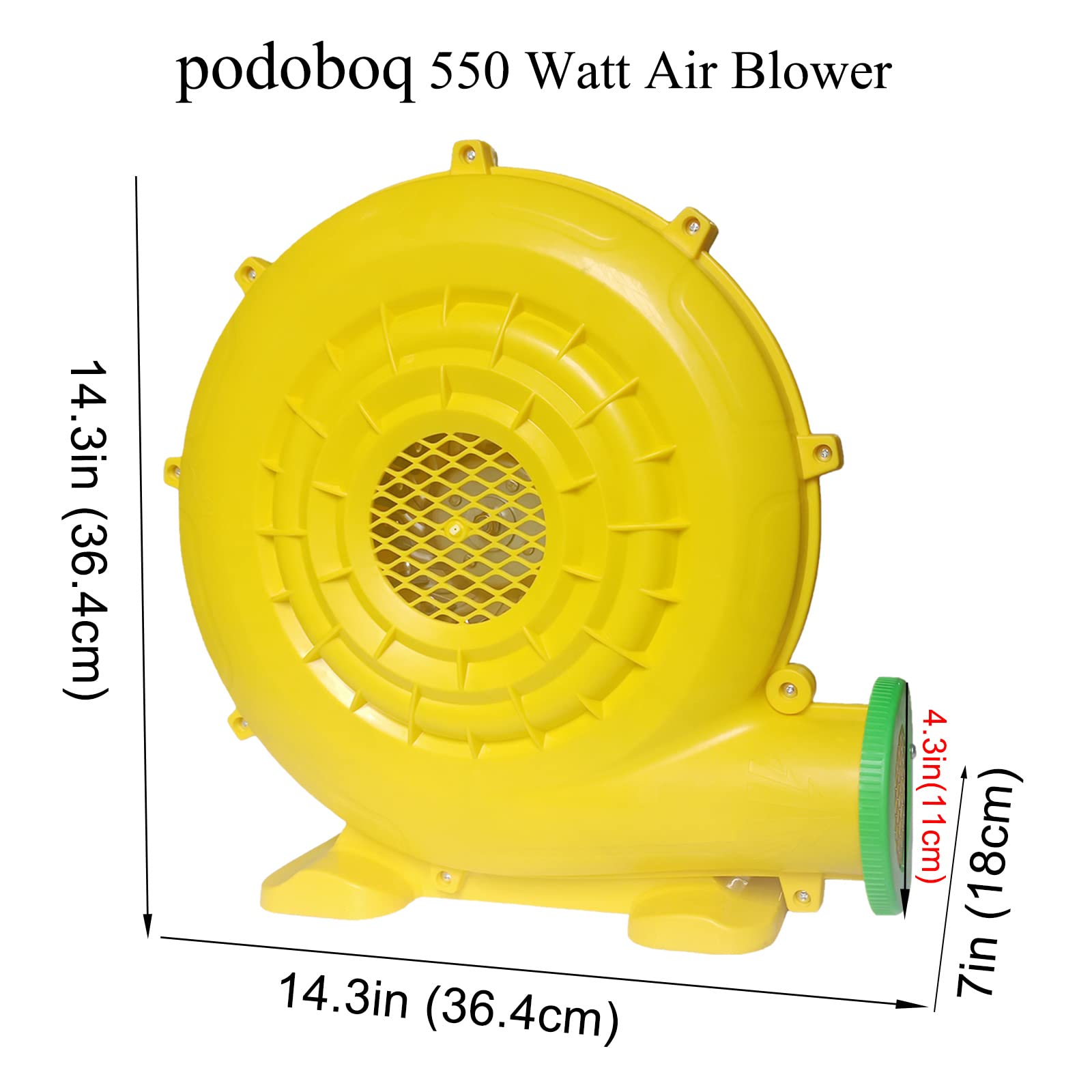 550W Commercial Inflatable Bounce House Blower - Powerful Air Pump for Inflatable Castles, Jump Slides & Bounce Houses | Portable Fan for Kids Birthday Parties, Backyard Events & Carnival Rentals (Yellow)
