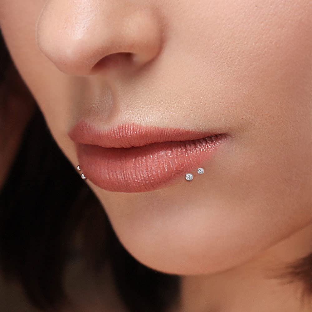 16G Monroe Lip Piercing Jewelry - Stainless Steel Labret Studs, Tragus Hoop Earrings & Nose Rings with Flat Back - Perfect for Helix, Cartilage & Facial Piercings - Ideal for Daily Wear, Parties & Self-Expression