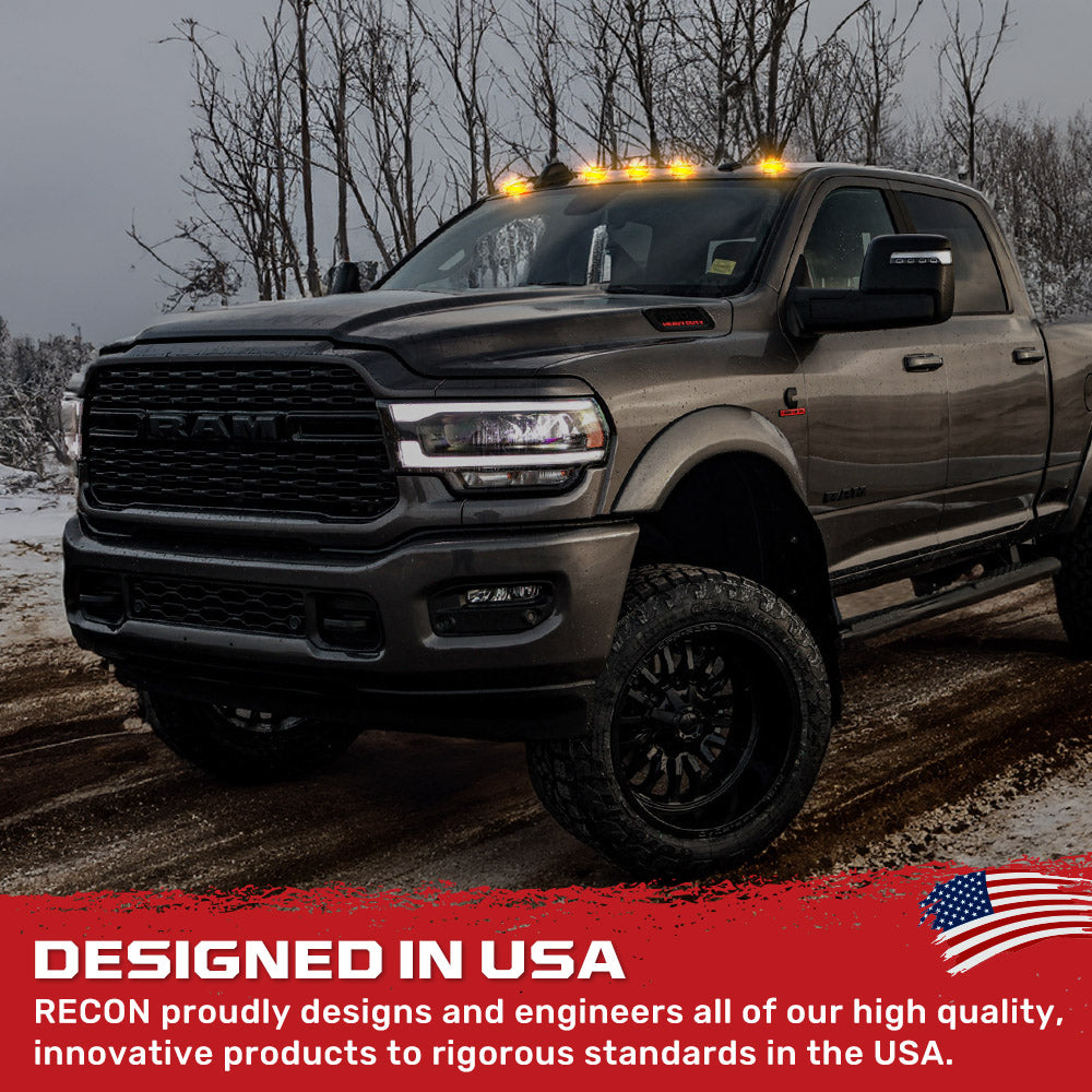 Dodge RAM HD 2500/3500 5-Piece Cab Roof Light Kit - 19-25 Inch Ultra Bright LED Lights with Front & Rear Facing, Multiple Lens Options & Color Choices - Perfect for Off-Roading, Truck Enthusiasts & Emergency Vehicles