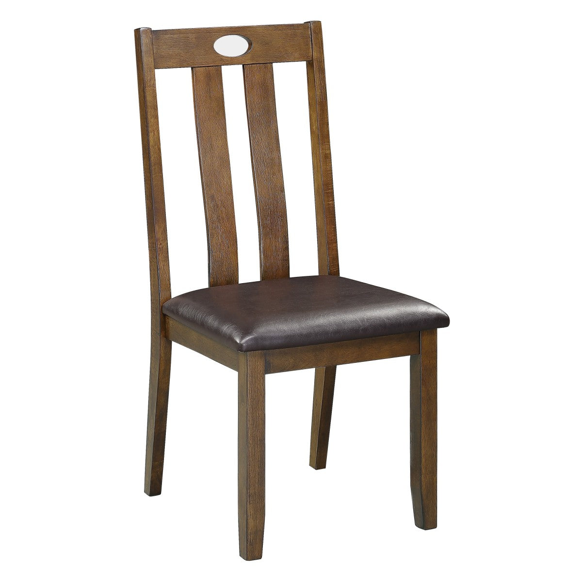 Acacia Wood 5-Piece Dinette Set with Brown Faux Leather Upholstered Chairs - Perfect for Kitchen, Breakfast Nook, Small Dining Room & Apartment Decor