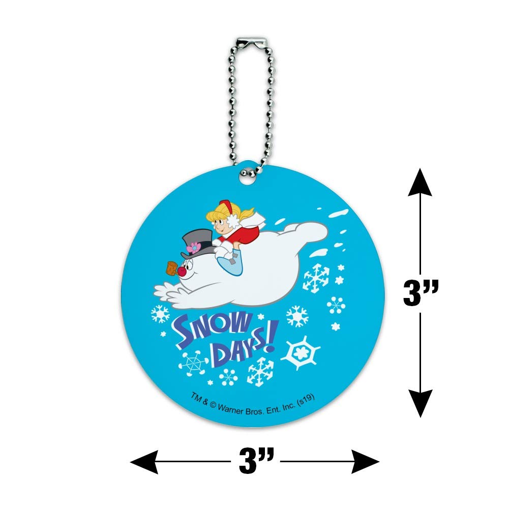 Frosty The Snowman Luggage ID Tag - Round Snow Days Suitcase Tag for Carry-On Bags - Perfect for Travel, Holidays & Winter Vacations