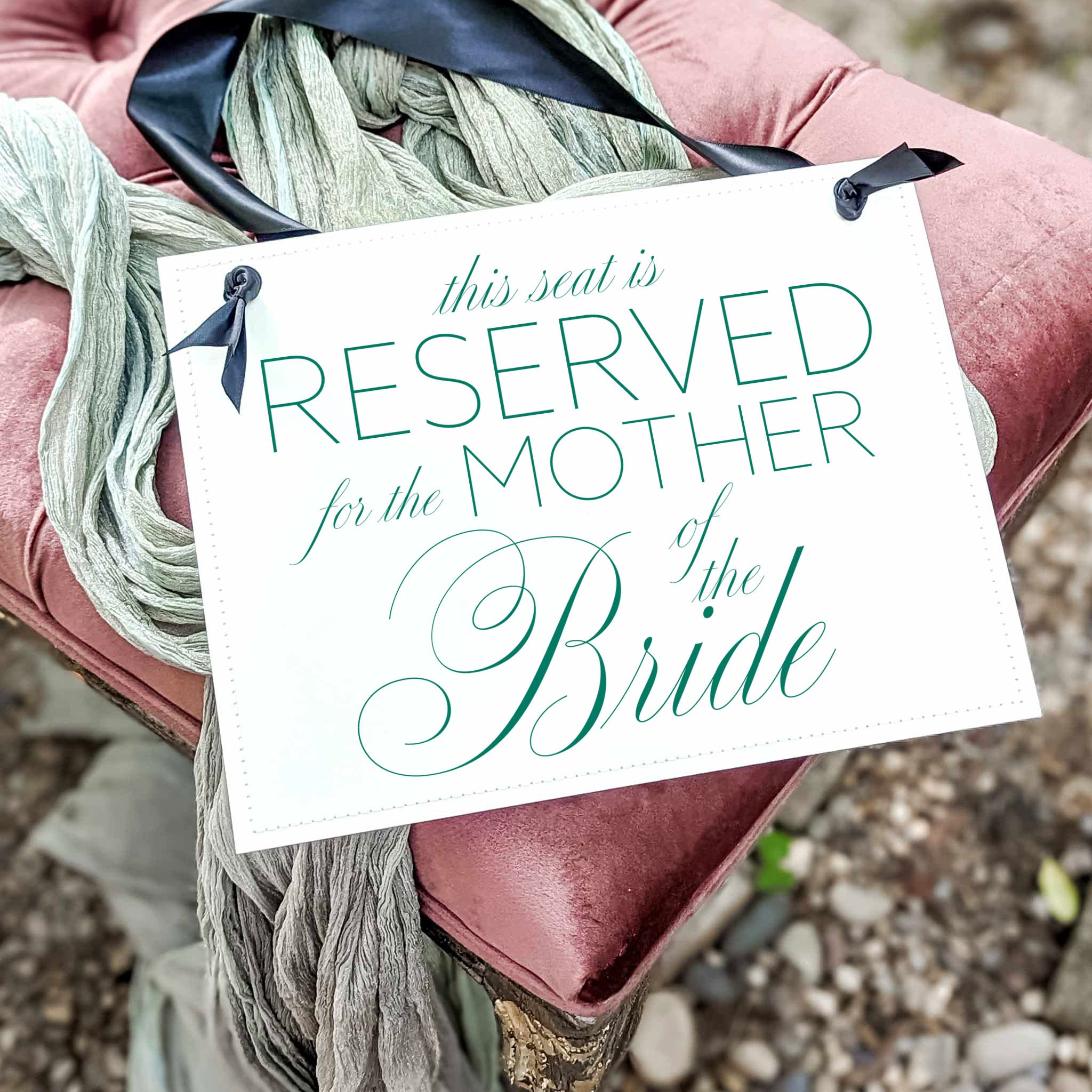 Elegant Reserved Seat Sign for Mother of the Bride - Handmade in USA - Ritzy Rose - Perfect for Wedding Ceremonies & Reception Seating Decor