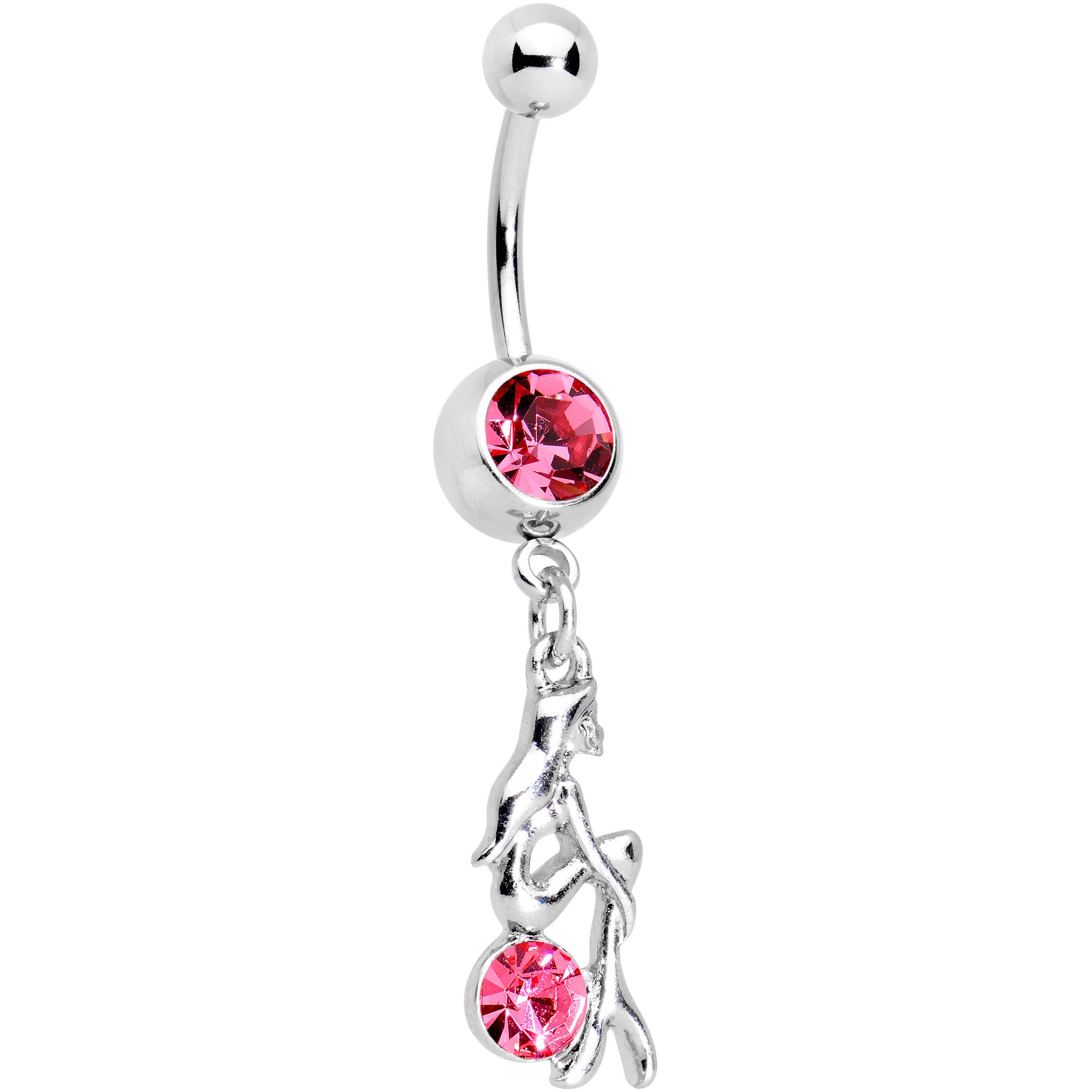 Body Candy Steel Color Accent Cannonball Mermaid Belly Ring - Stylish Navel Piercing Jewelry for Women, Perfect for Beach Parties & Summer Fashion