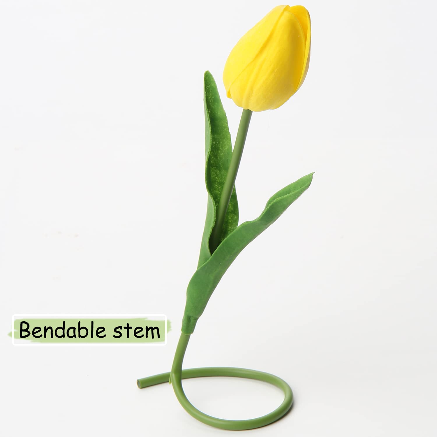 10 Pcs Real Touch Artificial Yellow Tulips - 13.5