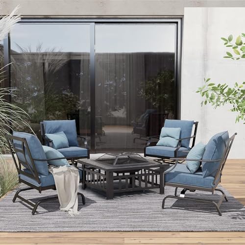 Peacock Blue Cushions With 32“ Fire Pit