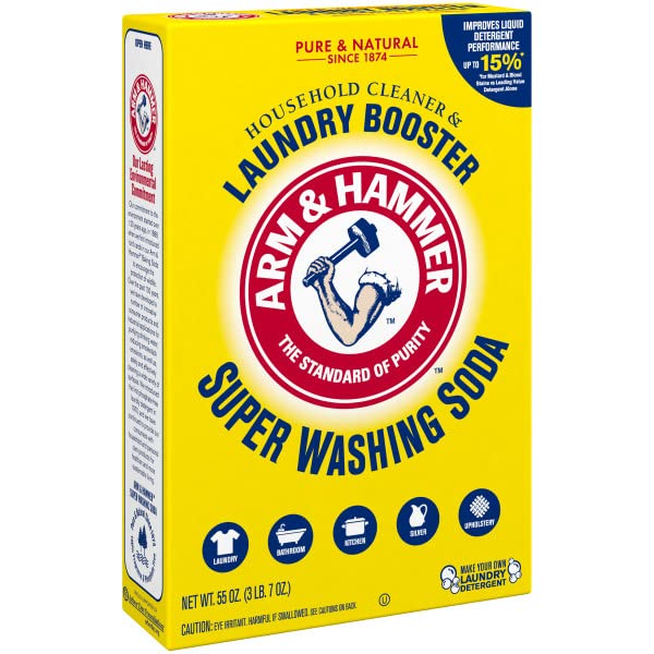 Arm & Hammer Super Washing Soda 55 Ounce (Pack of 2) - Laundry Booster & Household Cleaner | Removes Stains & Odors | Perfect for Laundry, Dishwashing & All-Purpose Cleaning