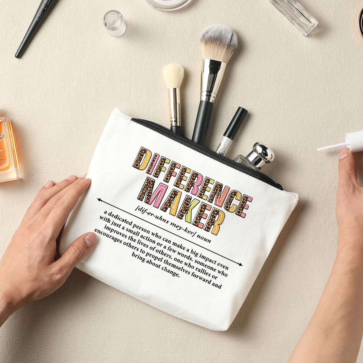 Difference Maker Gift Set - Premium Makeup & Cosmetic Bag for Women - Office Accessories & Appreciation Gifts for Female Friend, Boss or Coworker - Perfect for Birthday, Retirement & Thank You Occasions - Ideal for Workplace, Home & Travel Use